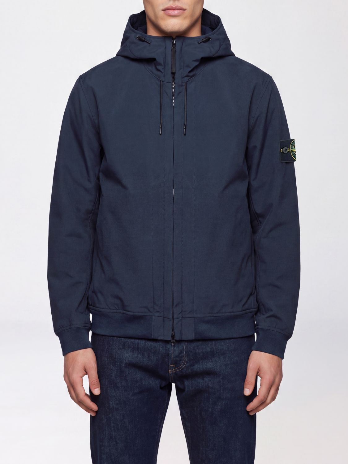 Stone Island Shell Hooded Windbreaker in Soft Shell-R Fabric