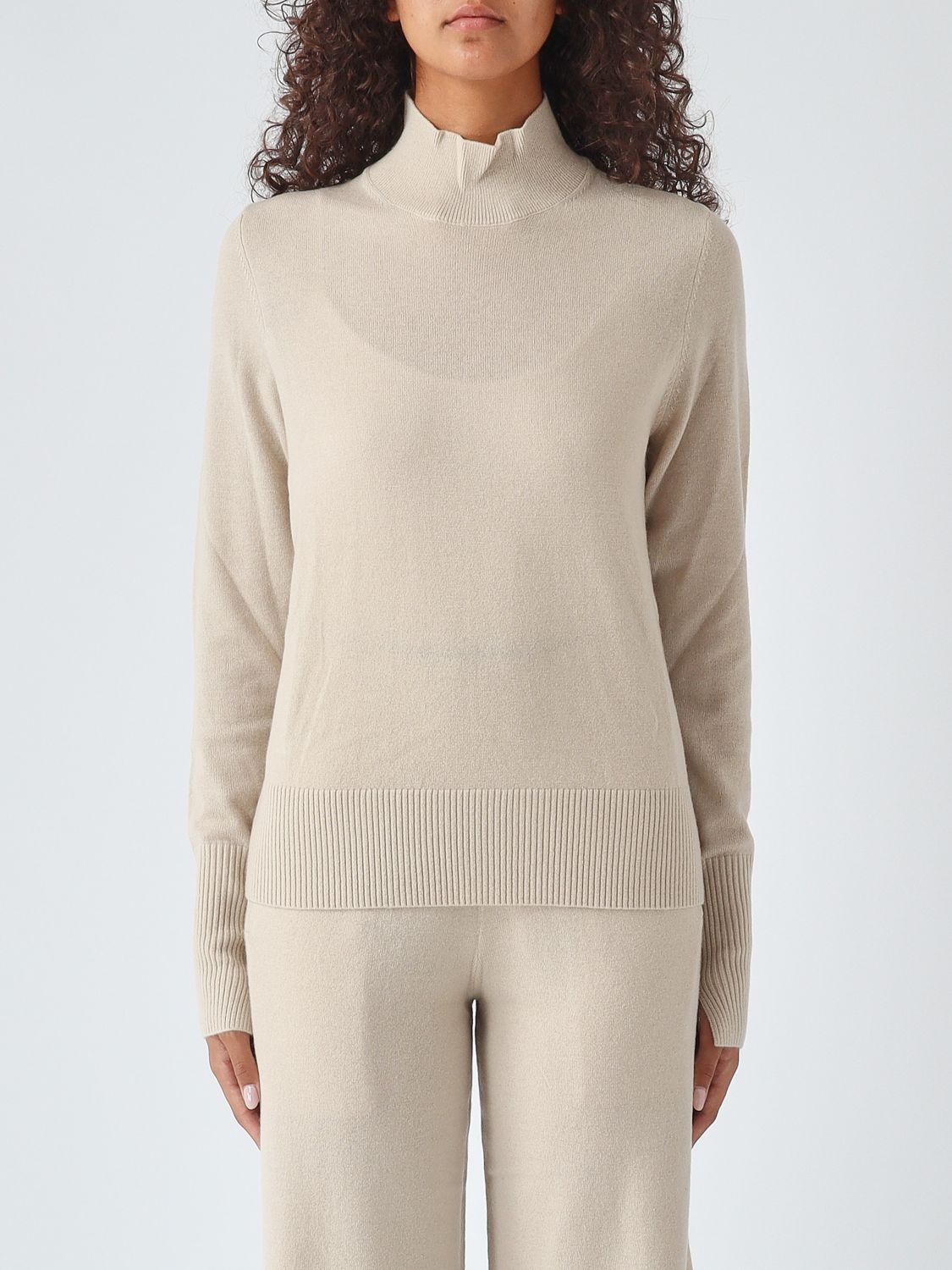 PINKO Slim Fit Wool and Cashmere Turtleneck Sweater with Long Sleeves