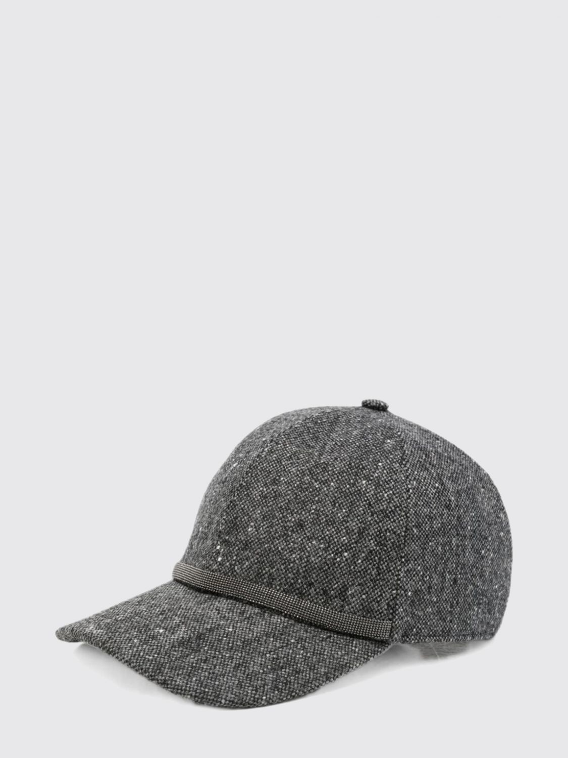 BRUNELLO CUCINELLI Wool Baseball Cap with Embroidery and Monili Detail