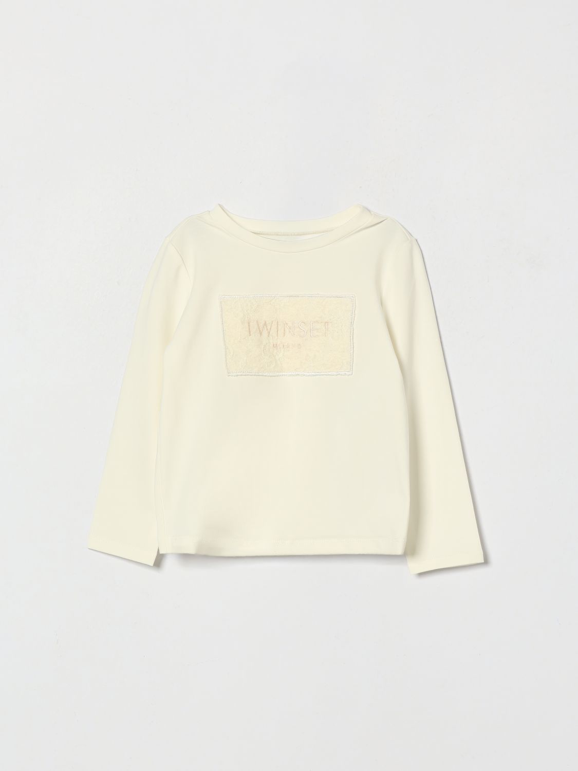Twinset Langärmeliges Baumwoll-T-Shirt für Jungen mit gesticktem Logo