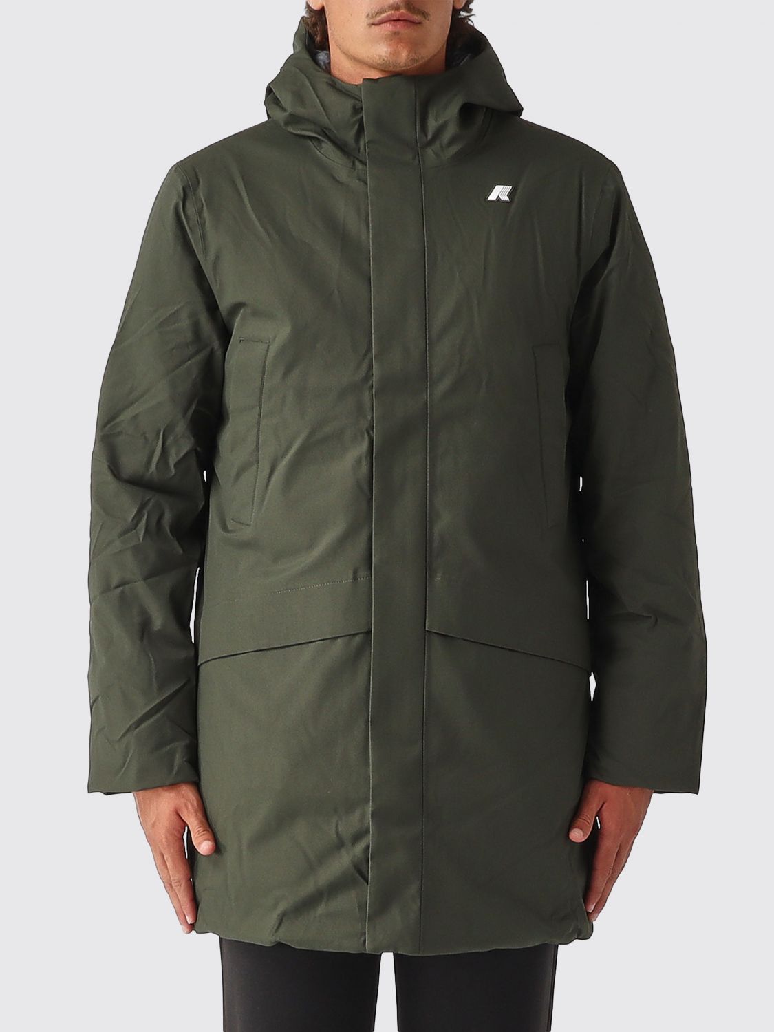 K-WAY Knielanger wasserdichter Parka mit Kapuze und PrimaLoft-Wattierung