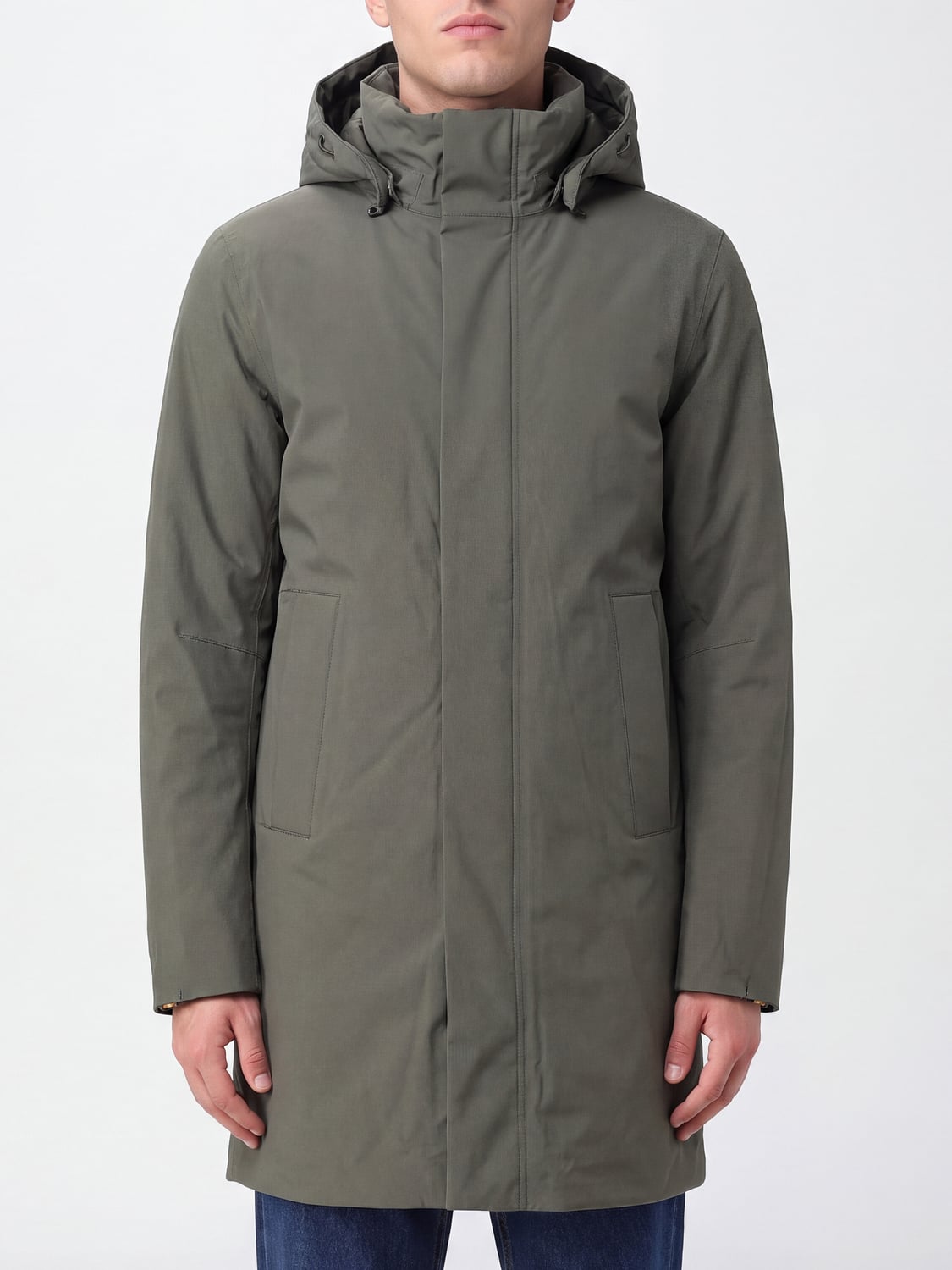 K-WAY Thomal Knee-Length Windbreaker Jacket with Removable Hood