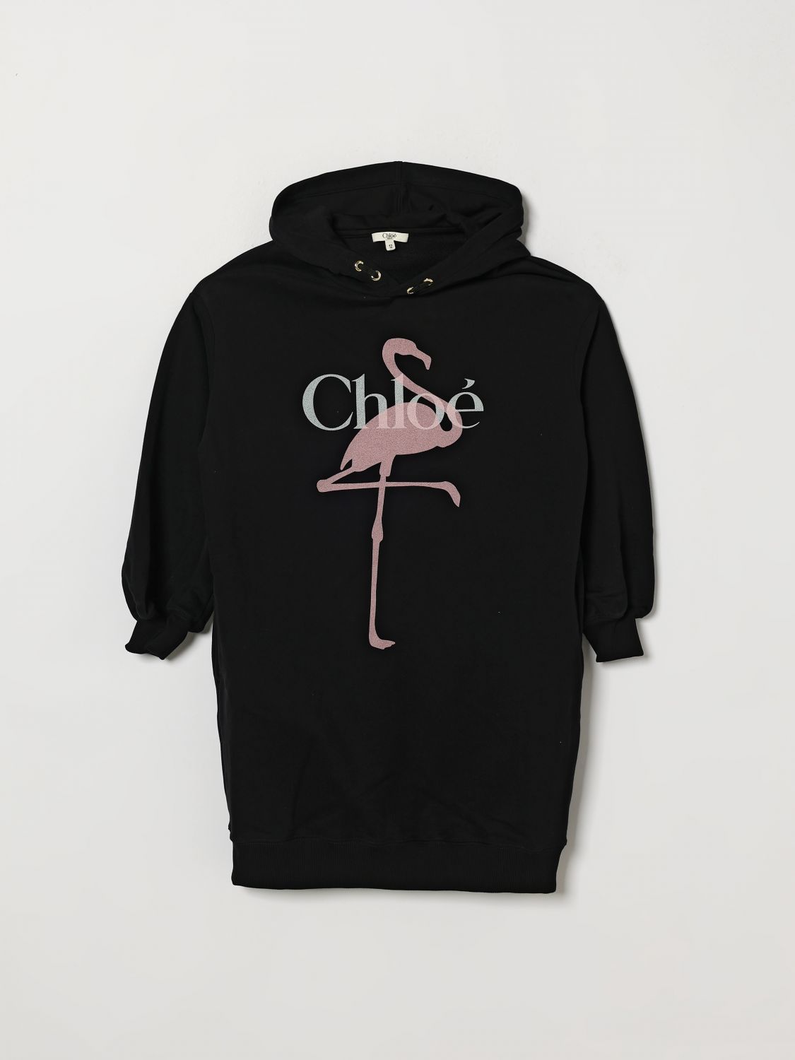 CHLOÉ Sweatshirt-Kleid für Mädchen aus Baumwolle mit kontrastierendem Logo-Print
