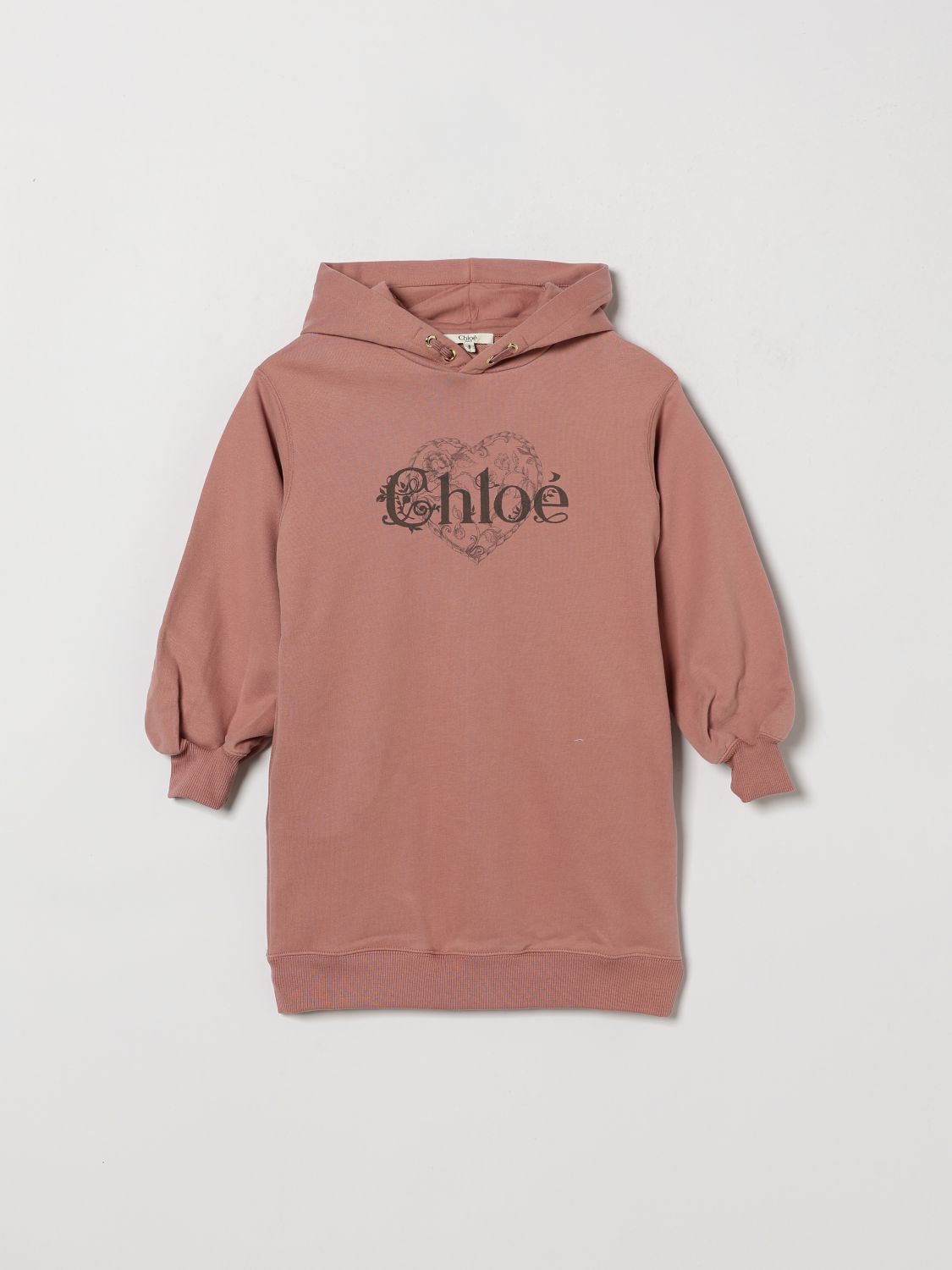 CHLOÉ Sweatshirt-Kleid für Mädchen aus Baumwolle mit kontrastierendem Logo-Print