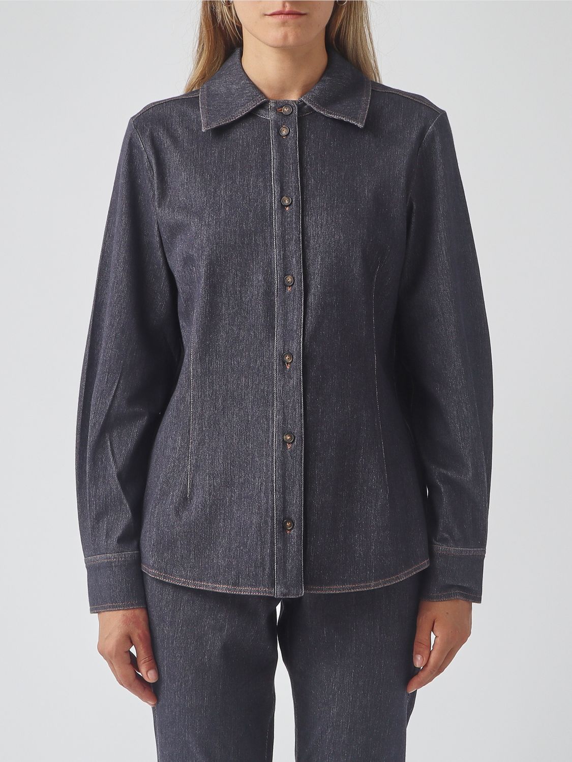 Mm Max Mara Slim Fit Long-Sleeved Shirt in Stretch Cotton Blend