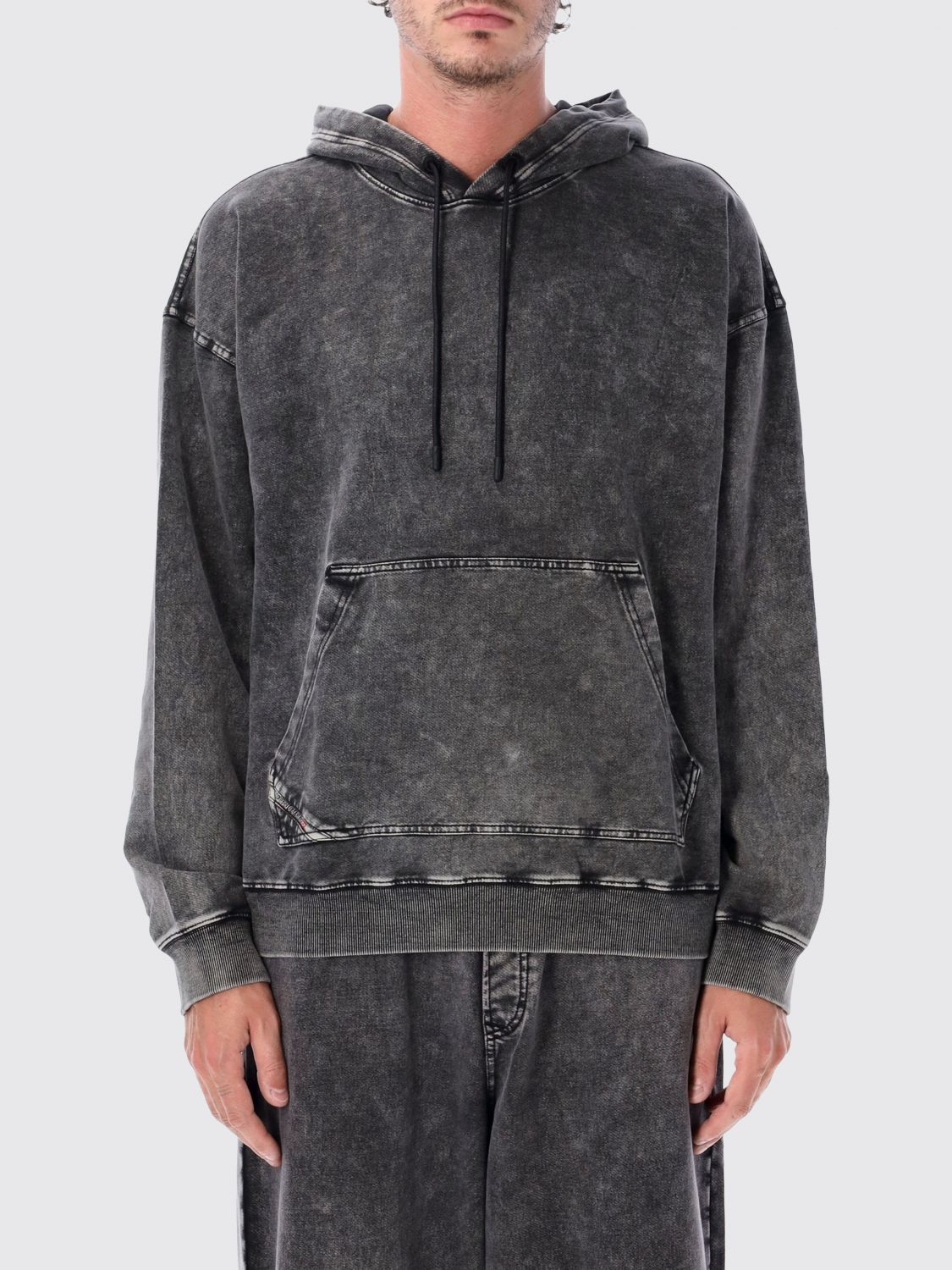 DIESEL Relaxed Fit Cotton Hoodie with Dropped Shoulders