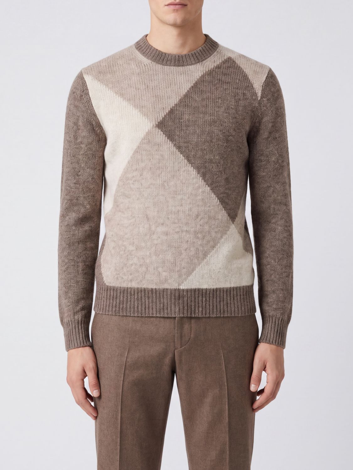 Ballantyne Rundhalspullover aus Wollmischung mit Argyle-Muster