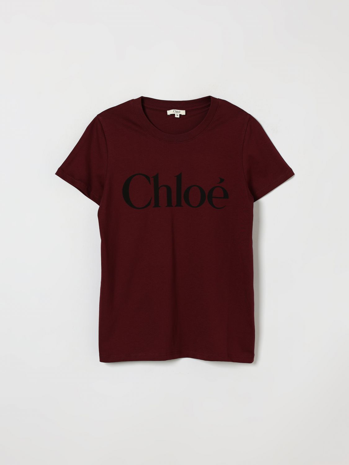 CHLOÉ T-shirt da bambino in cotone con logo tono su tono e girocollo
