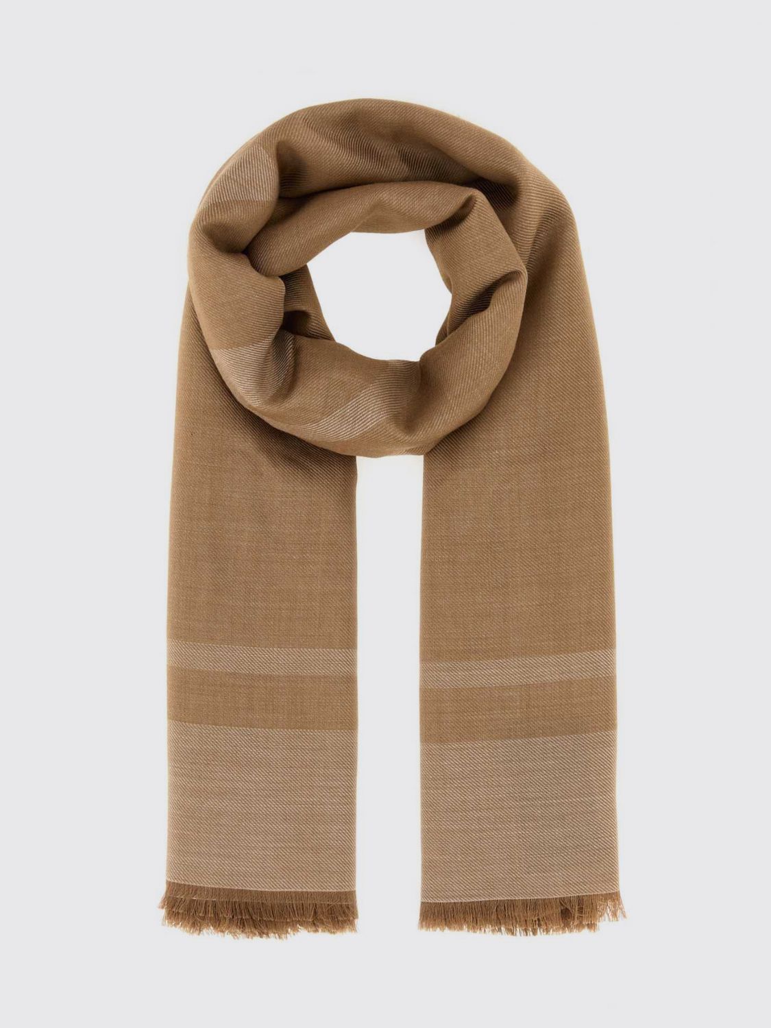 Saint Laurent YSL Monogram Jacquard Cashmere Scarf with Fringed Edges · OS