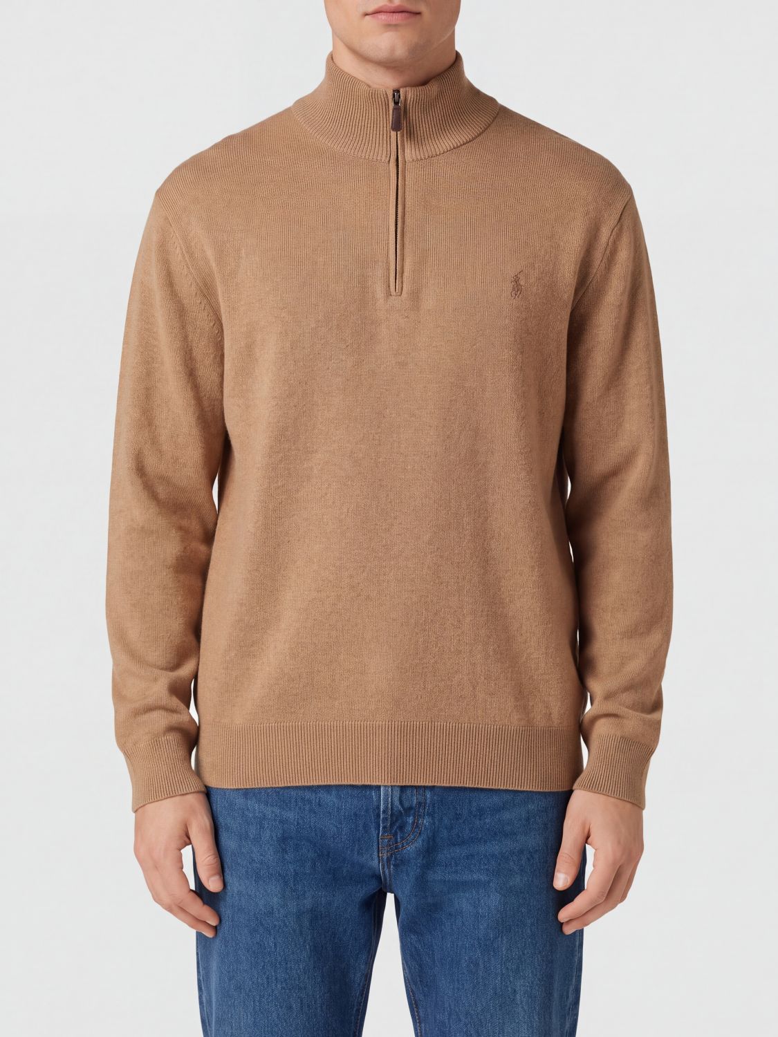 POLO RALPH LAUREN Dolcevita in lana con mezza zip e logo Pony