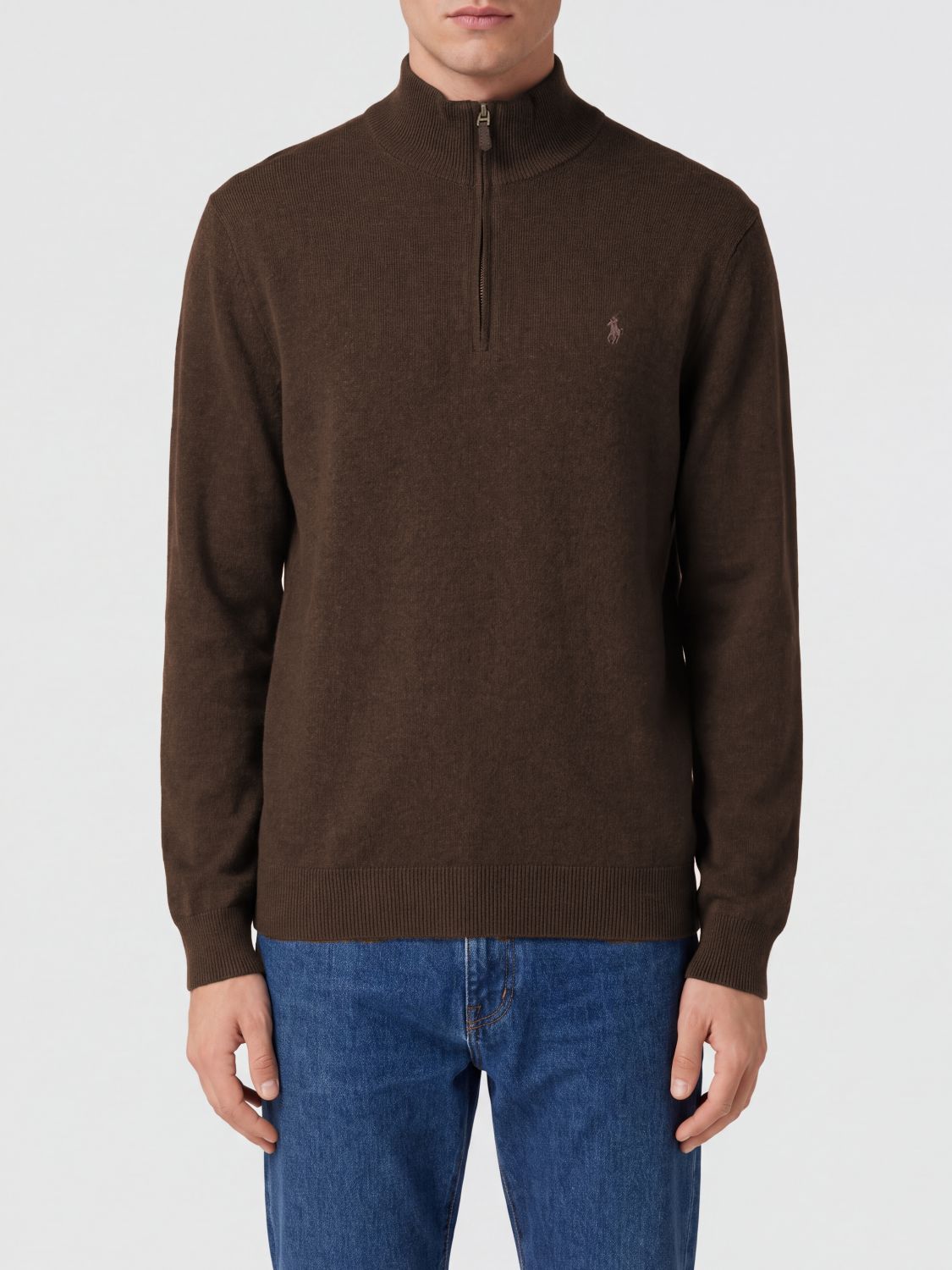 POLO RALPH LAUREN Woll-Rollkragenpullover mit halbem Reißverschluss und Pony-Logo
