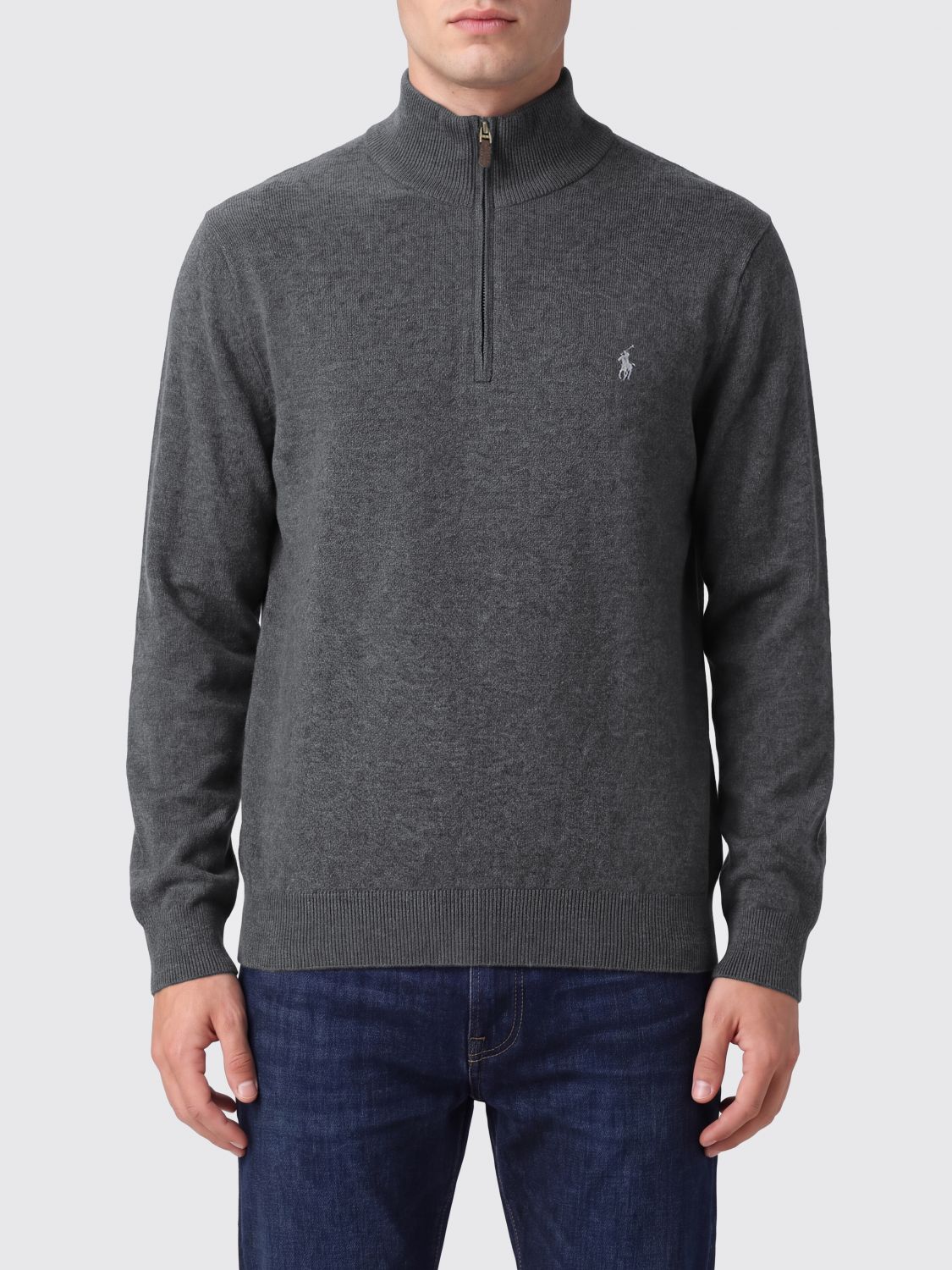 POLO RALPH LAUREN Woll-Rollkragenpullover mit halbem Reißverschluss und Pony-Logo