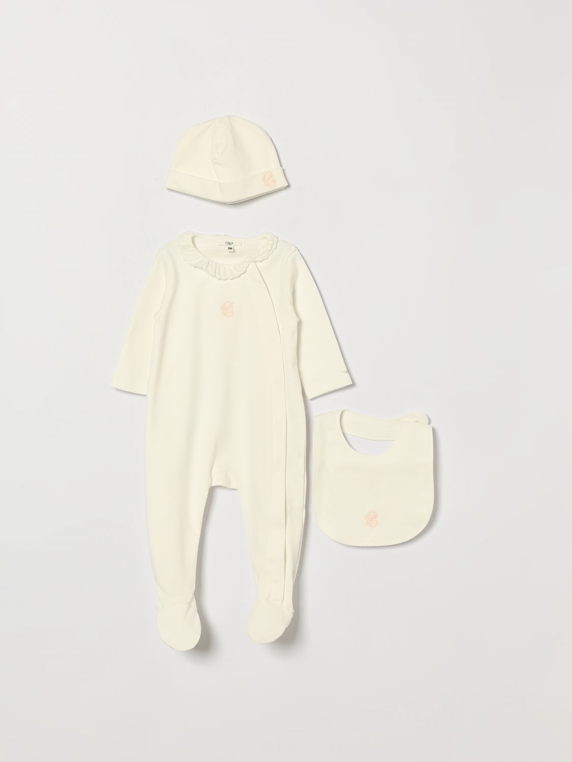 CHLOÉ 3-teiliges Baumwoll-Set für Jungen mit Rüschenkragen und Füßlingen