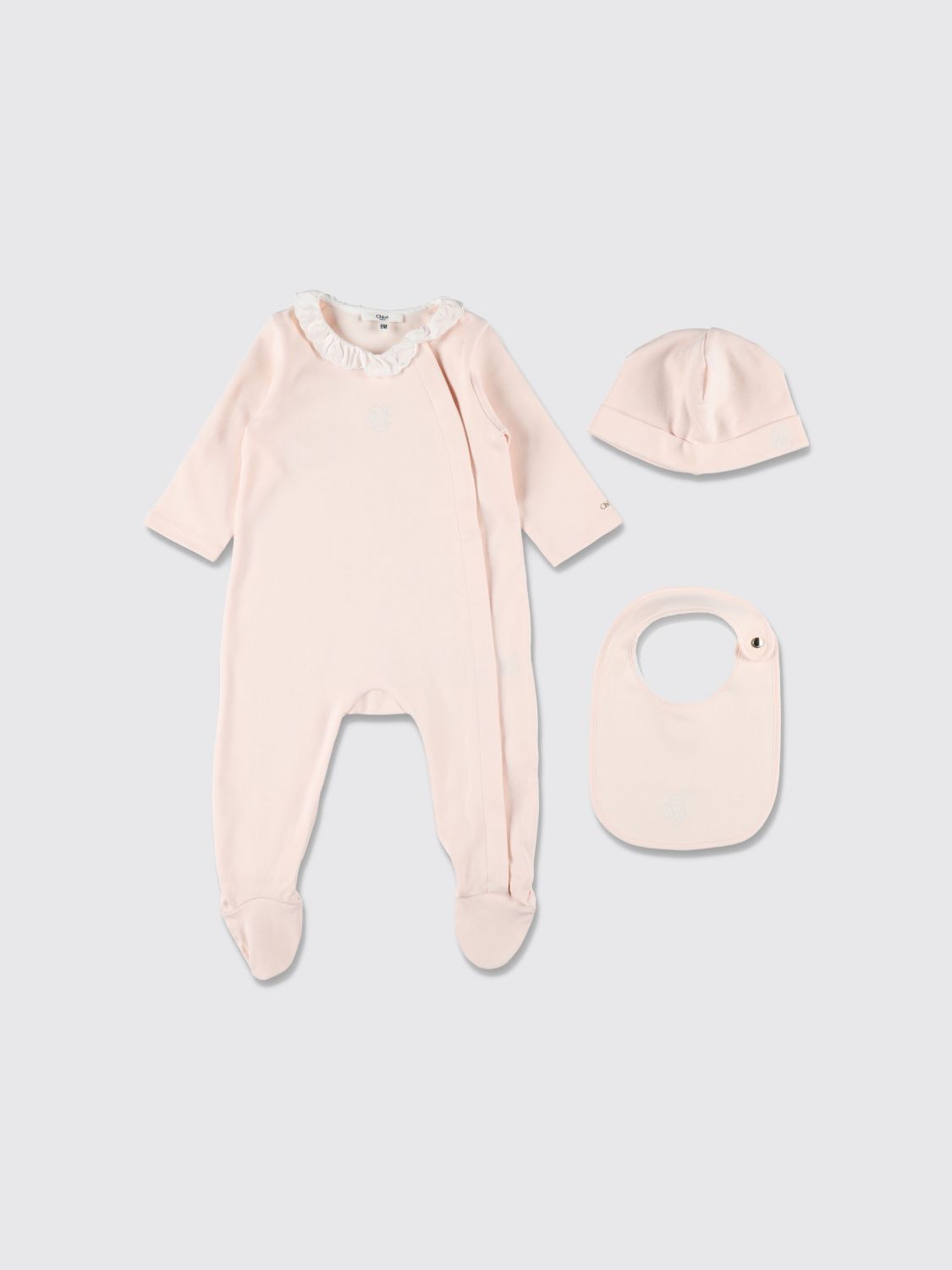 CHLOÉ 3-teiliges Baumwoll-Set für Jungen mit Rüschenkragen und Füßlingen