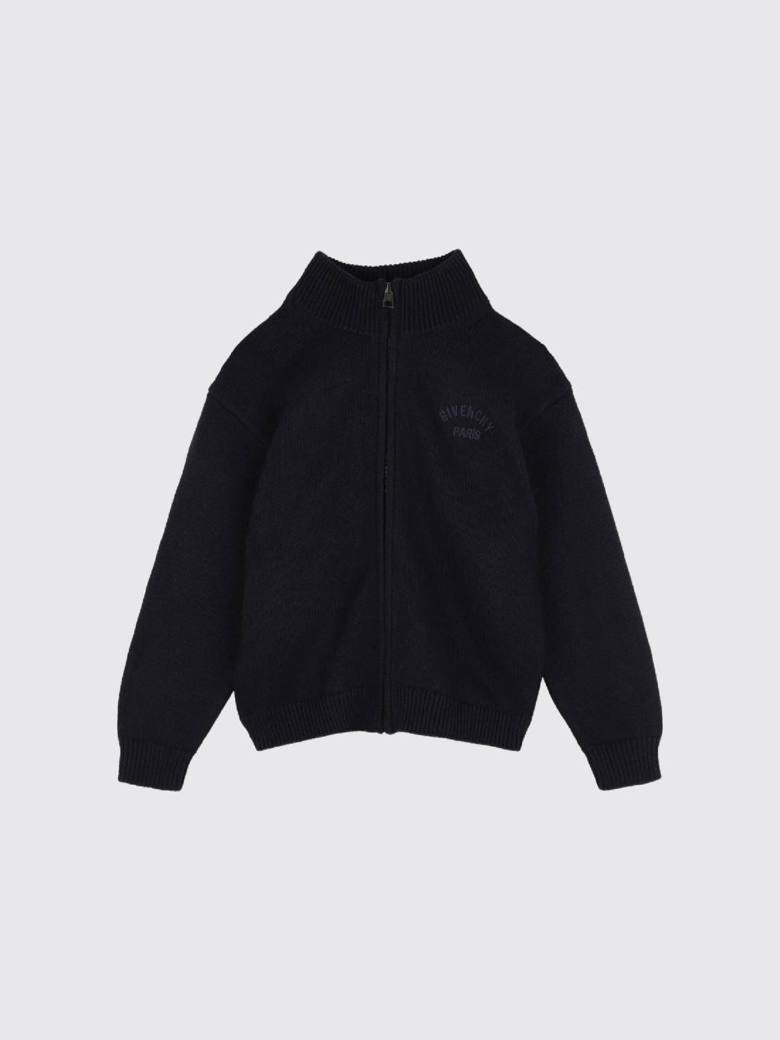 GIVENCHY Cardigan für Jungen aus Baumwolle und Kaschmir mit Reißverschluss und hohem Kragen