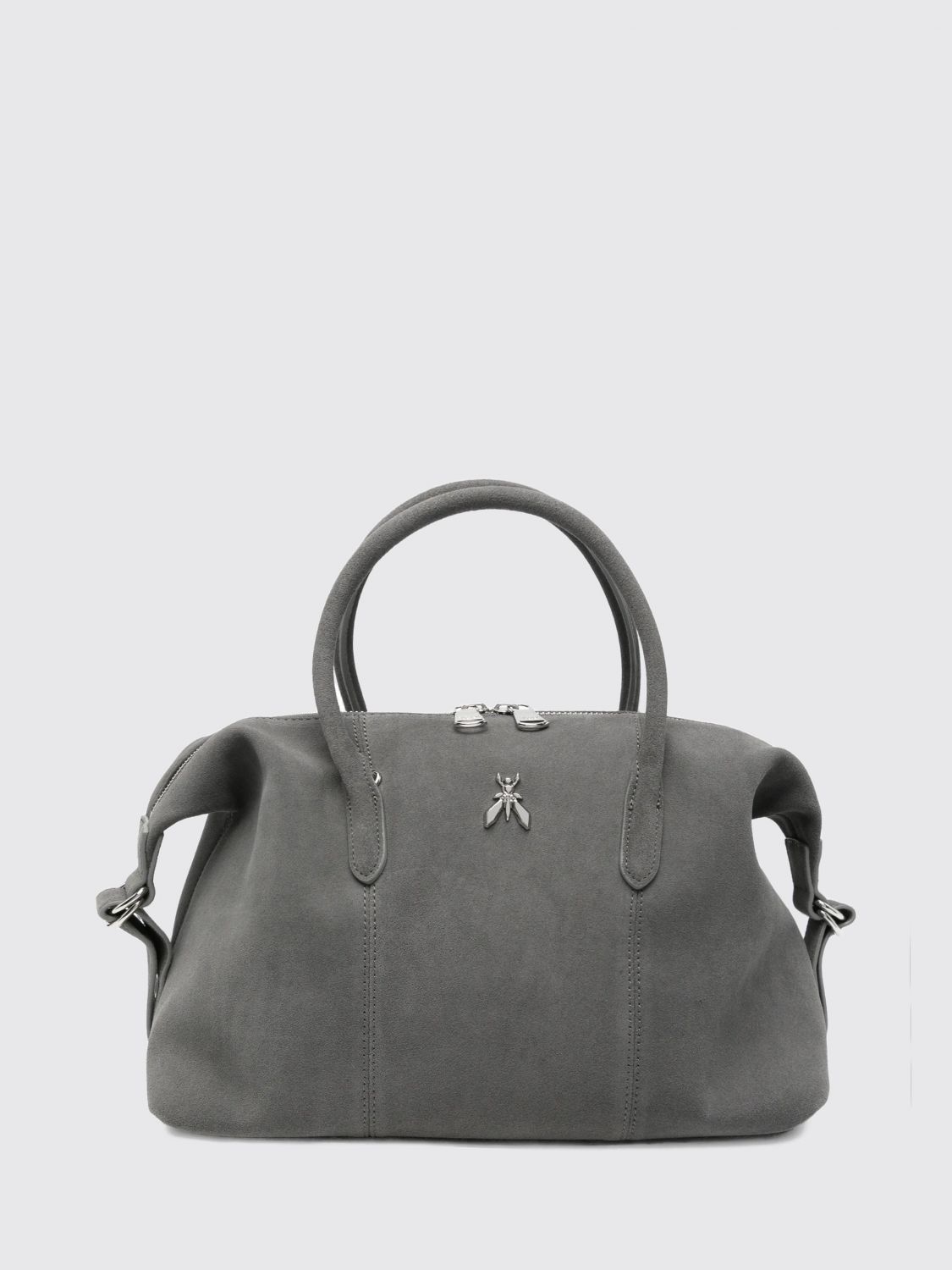 PATRIZIA PEPE Suede Calfskin Handbag with Double Handle and Fly Logo