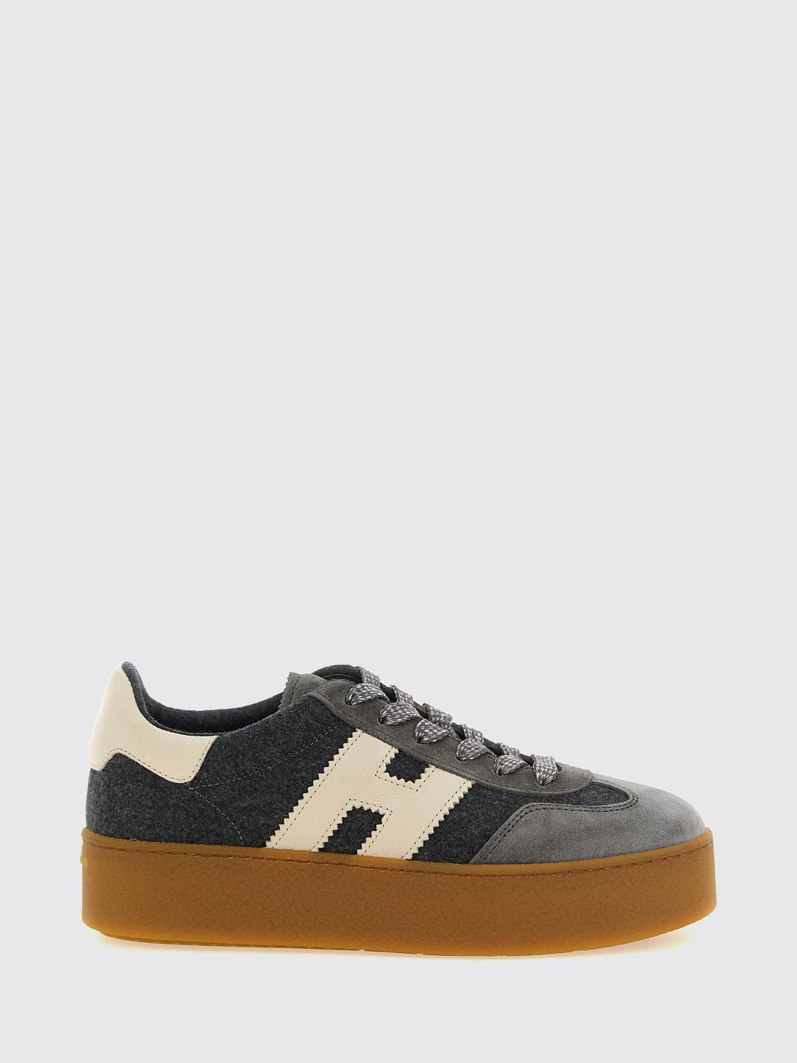 HOGAN Cool Plateau-Sneakers aus Leder und technischem Gewebe mit H-Logo