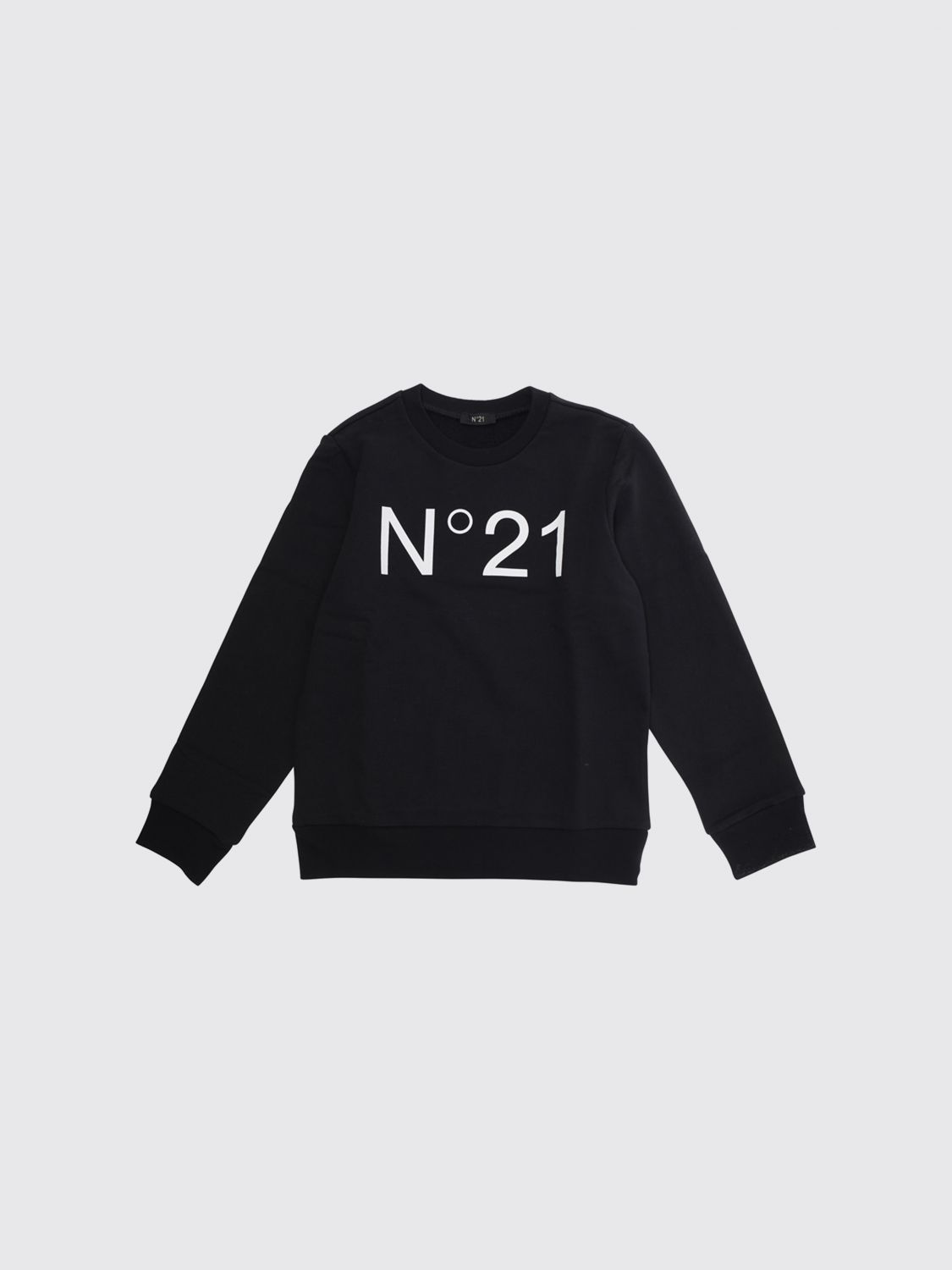 N° 21 Rundhals-Sweatshirt für Jungen aus Baumwolle mit kontrastierendem Logo-Print