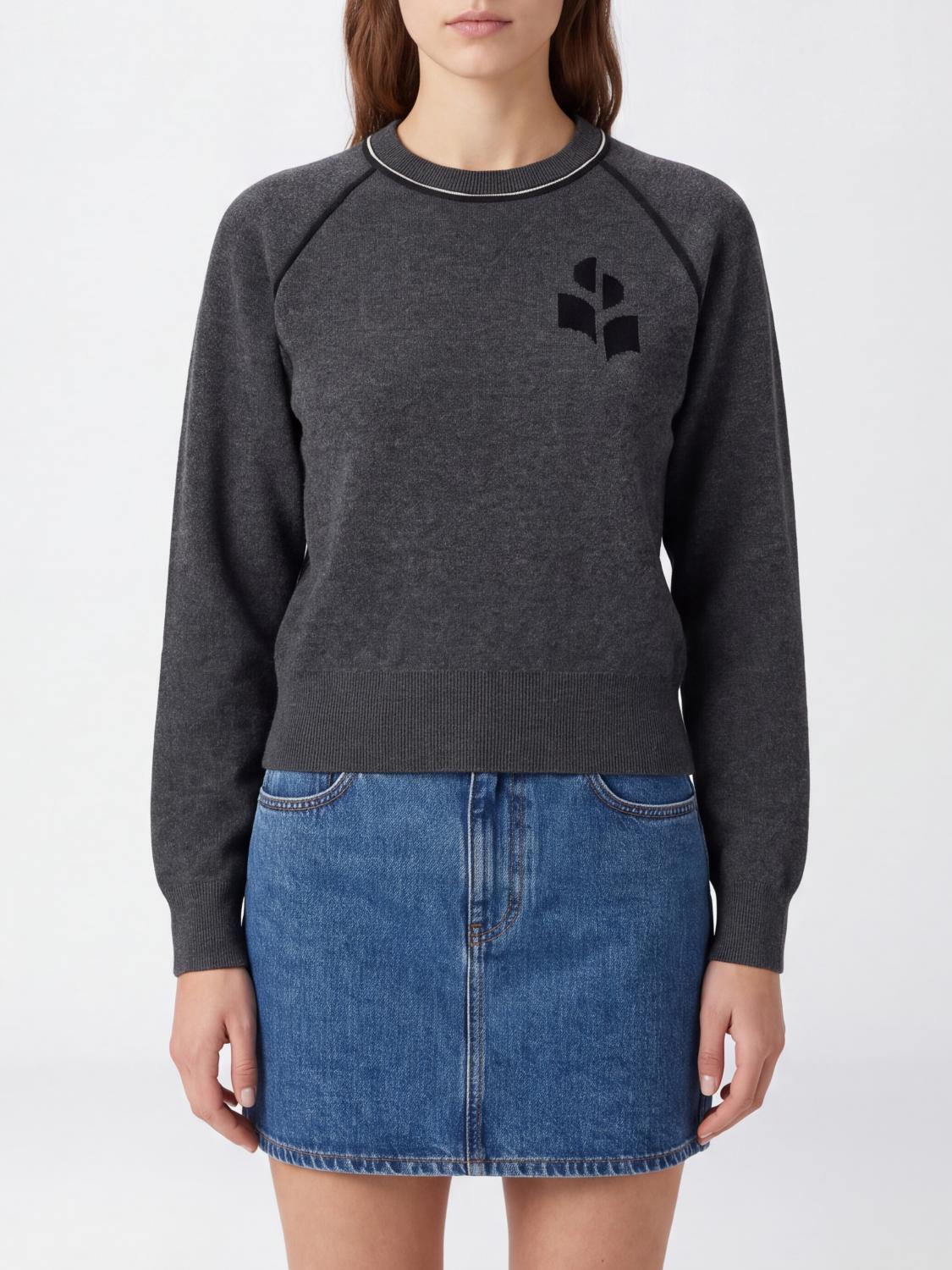 ISABEL MARANT ETOILE Wool and Cotton Crewneck Jumper with Contrast Logo