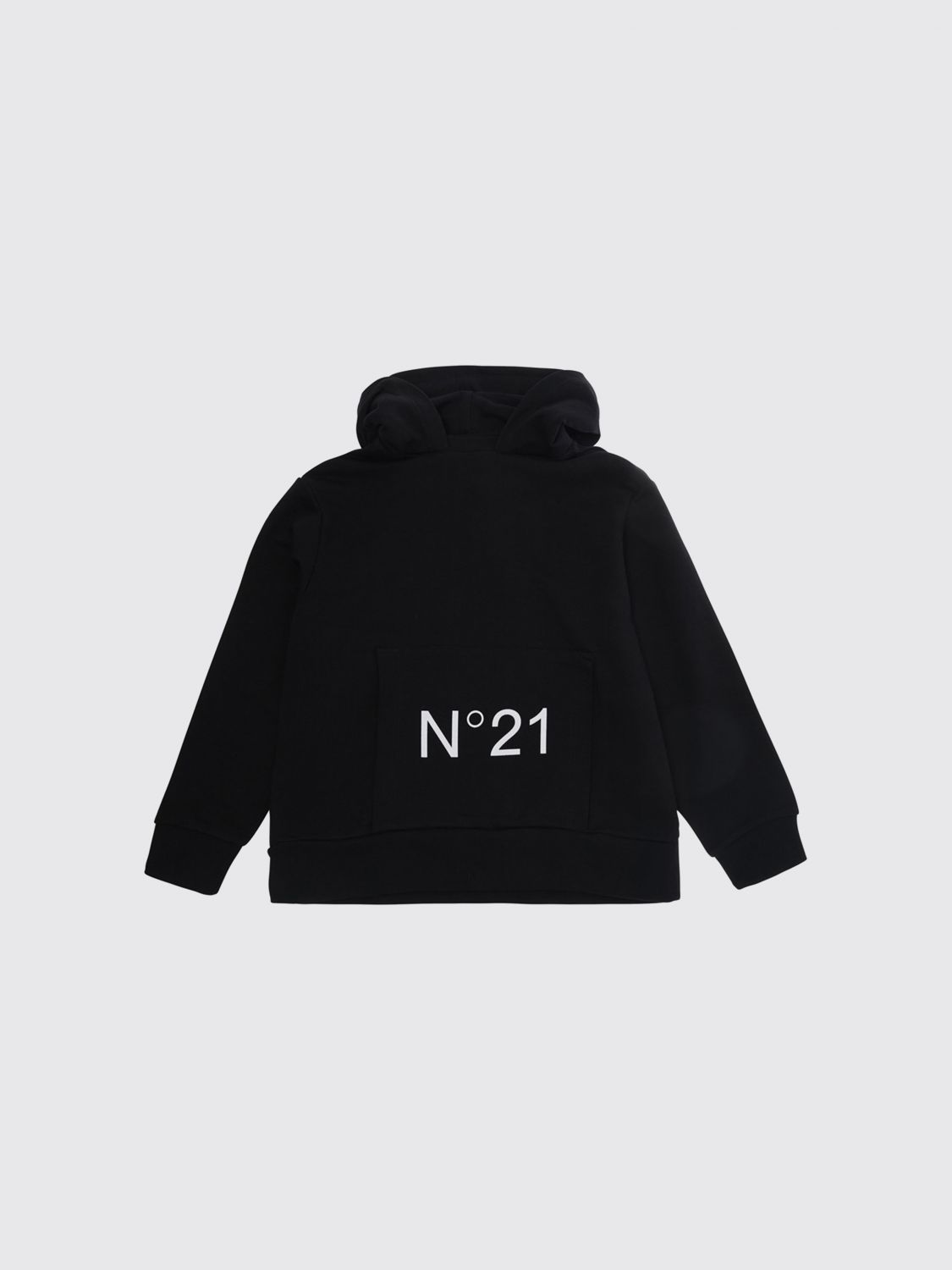N° 21 Kapuzenpullover für Jungen aus Baumwolle mit Logo und aufgesetzter Tasche