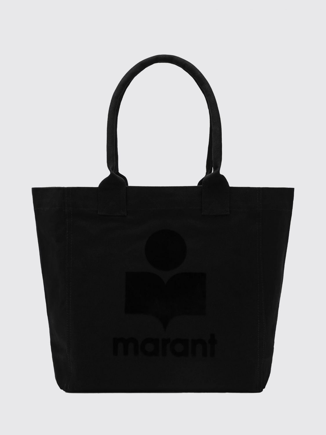 ISABEL MARANT Yenky Cotton Tote Bag with Double Handle and Tone-on-Tone Logo ISABEL MARANT Yenky Cotton Tote Bag with Double Handle and Tone-on-Tone Logo