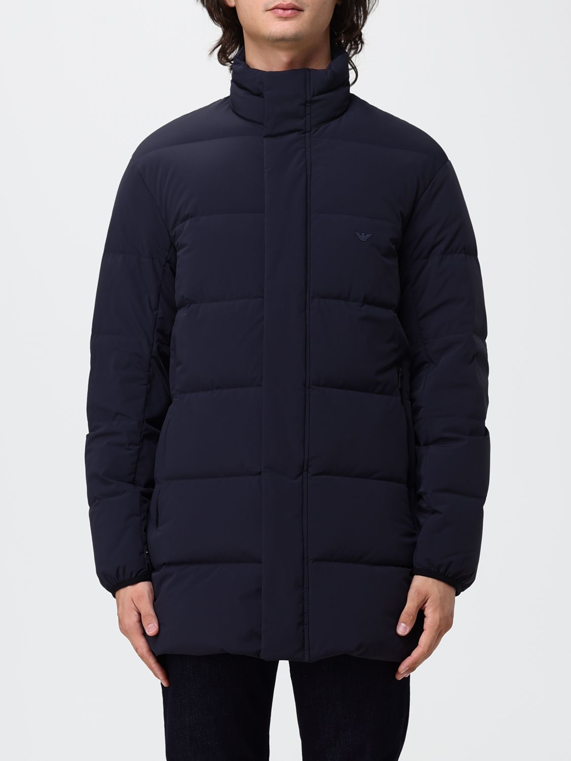 Emporio Armani Knee-Length Water-Repellent Quilted Nylon Down Jacket