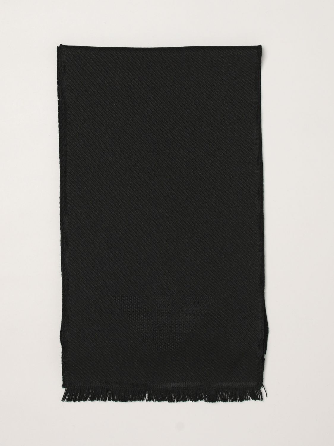 EMPORIO ARMANI Pure Wool Knit Scarf with Ribbed Edges
