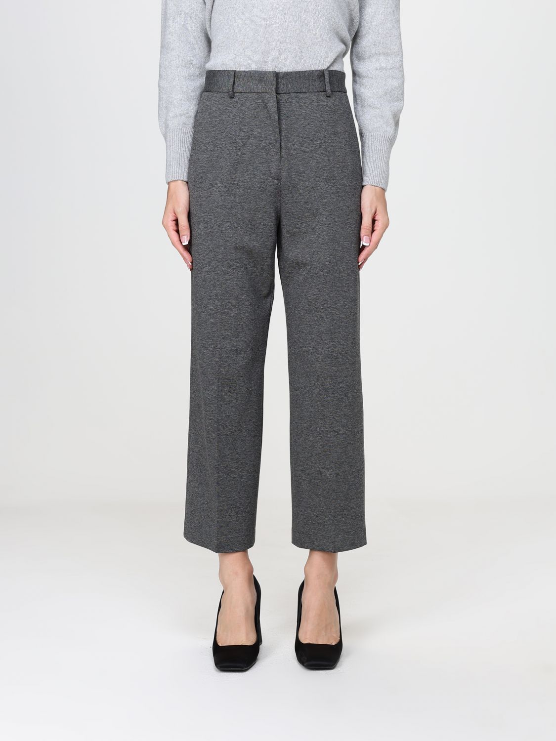 Liviana Conti Danny High-Waisted Cropped Crêpe Trousers with Slant Pockets