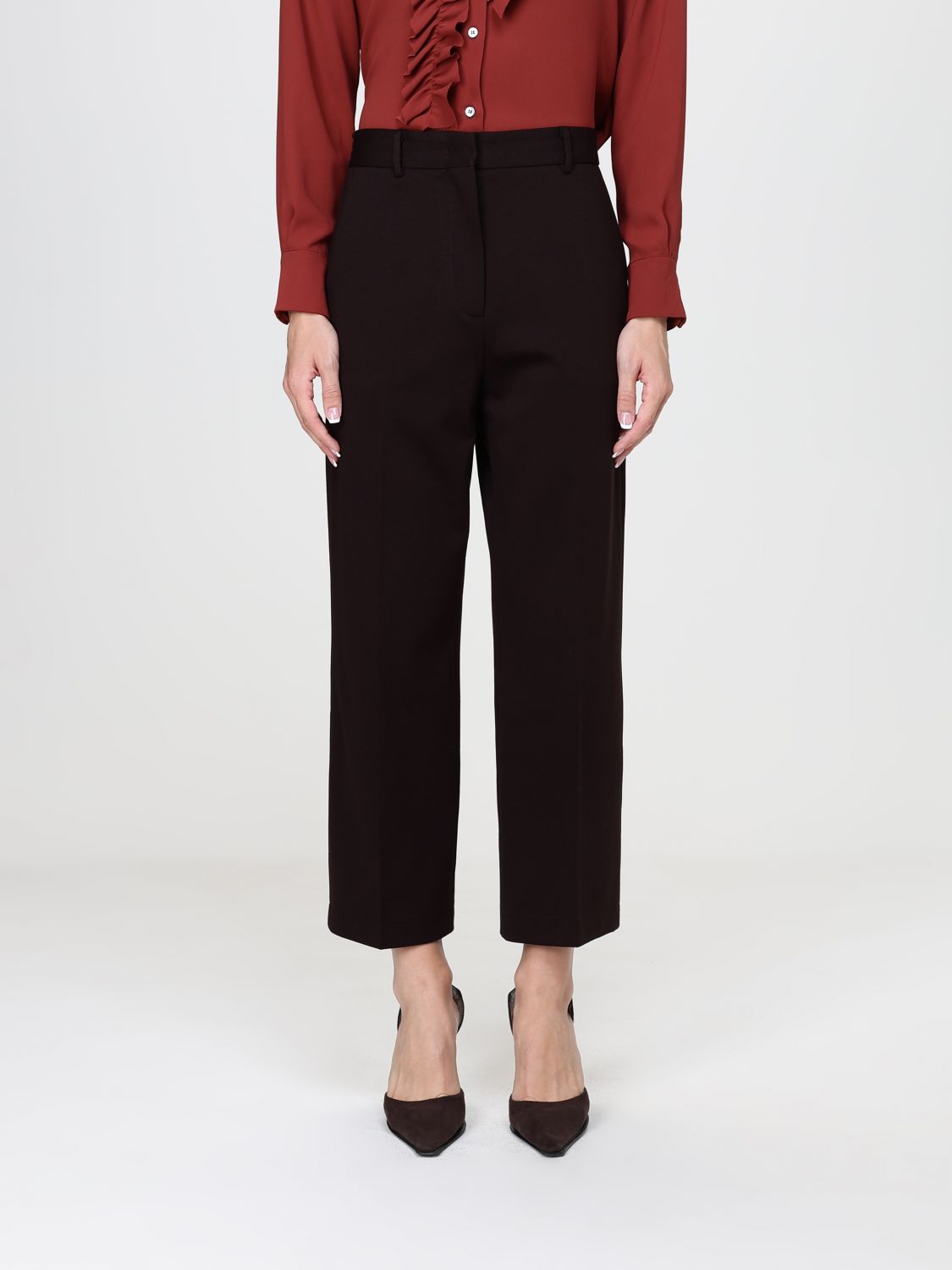 LIVIANA CONTI Cropped-Hose Danny aus Crêpe mit hohem Bund und schrägen Taschen