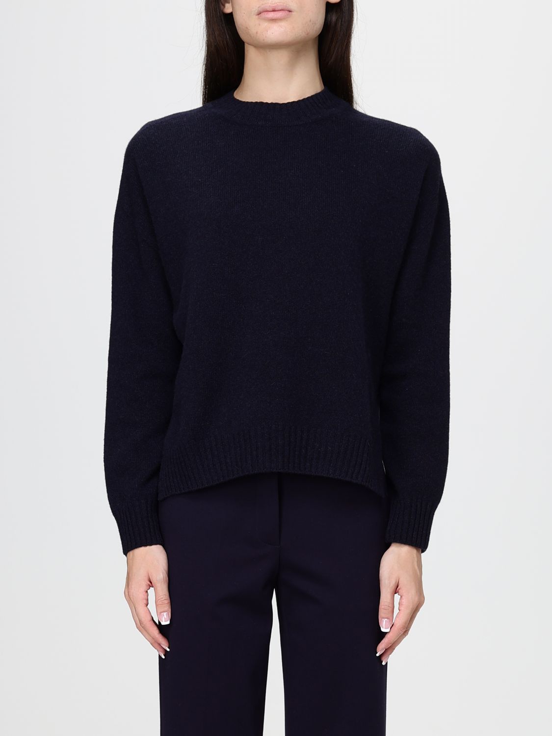 Liviana Conti Talia Wool, Silk and Cashmere Blend Crewneck Jumper with Slits