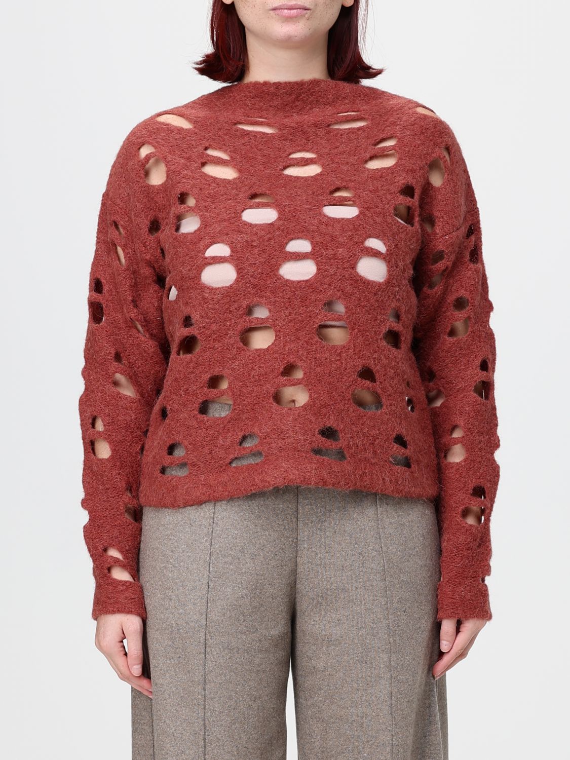 Liviana Conti Delsie Wool-Blend Crewneck Jumper with Cut-Out Detail
