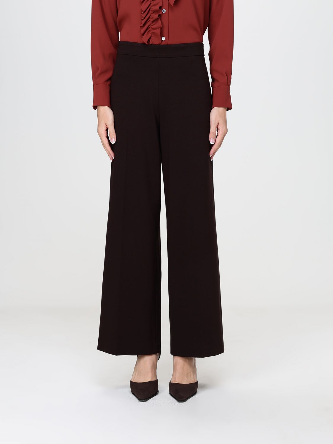 Liviana Conti Oscar High-Waisted Wide-Leg Flare Crêpe Trousers