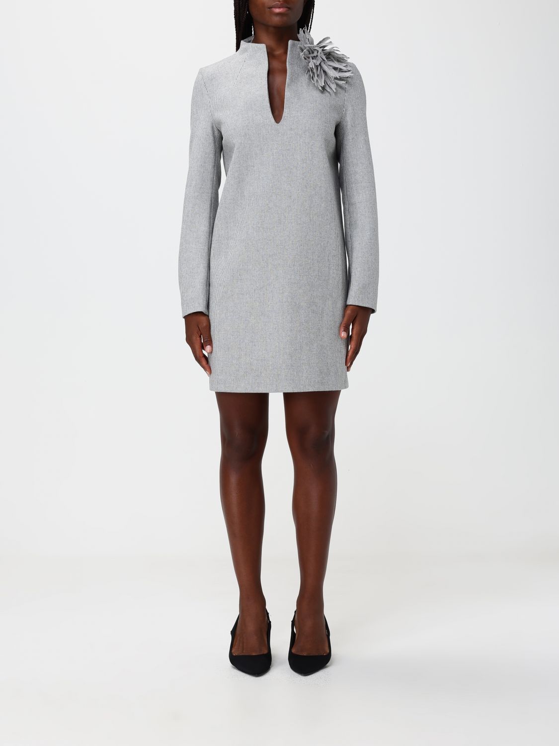 Liviana Conti Lizzie Cashmere-Blend Mini Sheath Dress with Mandarin Collar