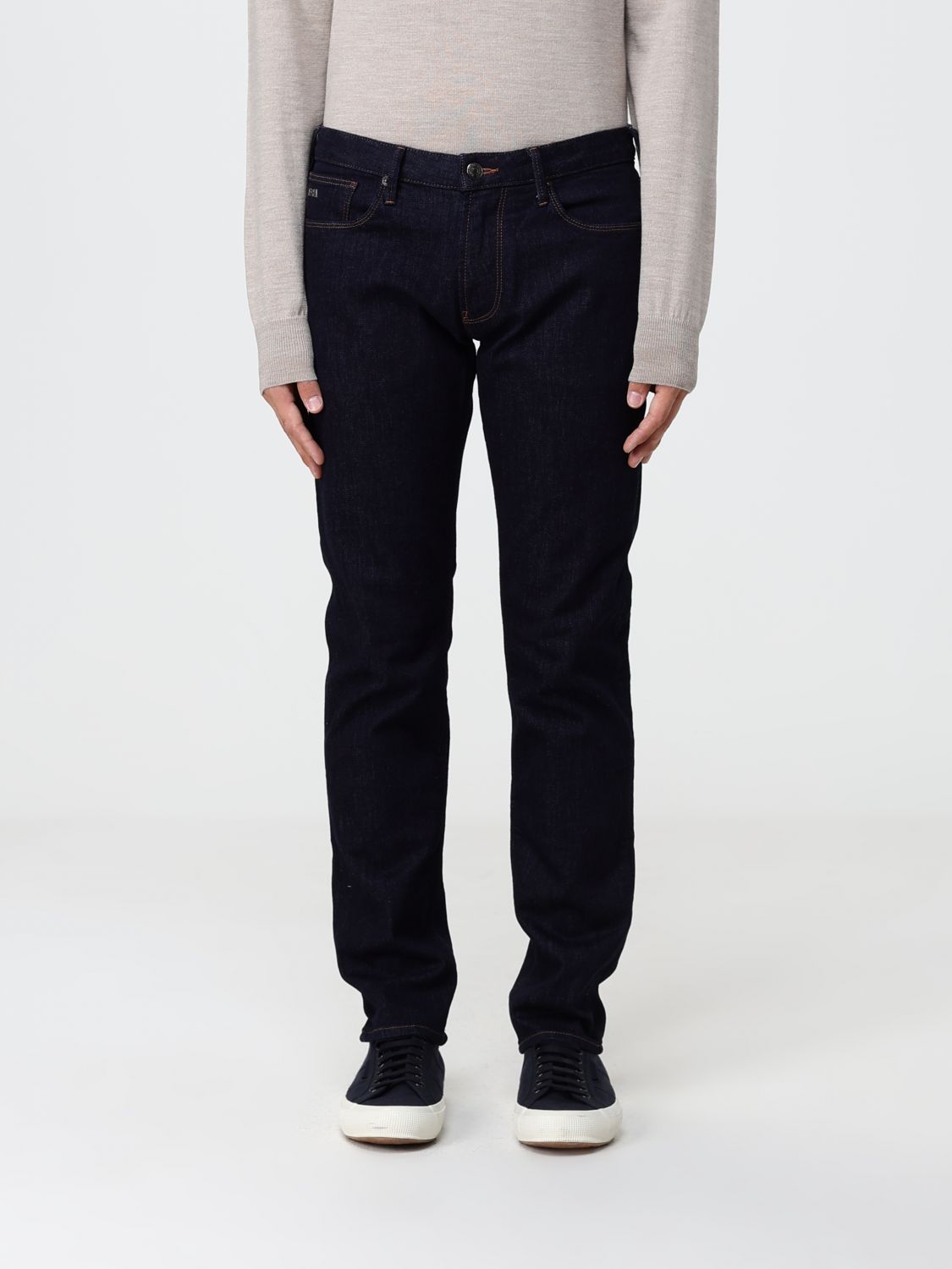 Emporio Armani Skinny Fit Cotton Denim Jeans with Rear Eagle Logo