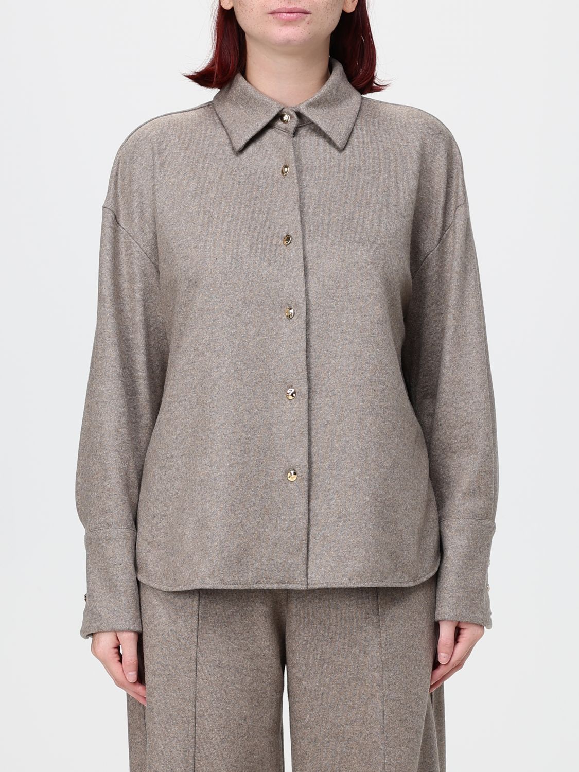 LIVIANA CONTI Danica Long-Sleeved Knitted Shirt-Jacket