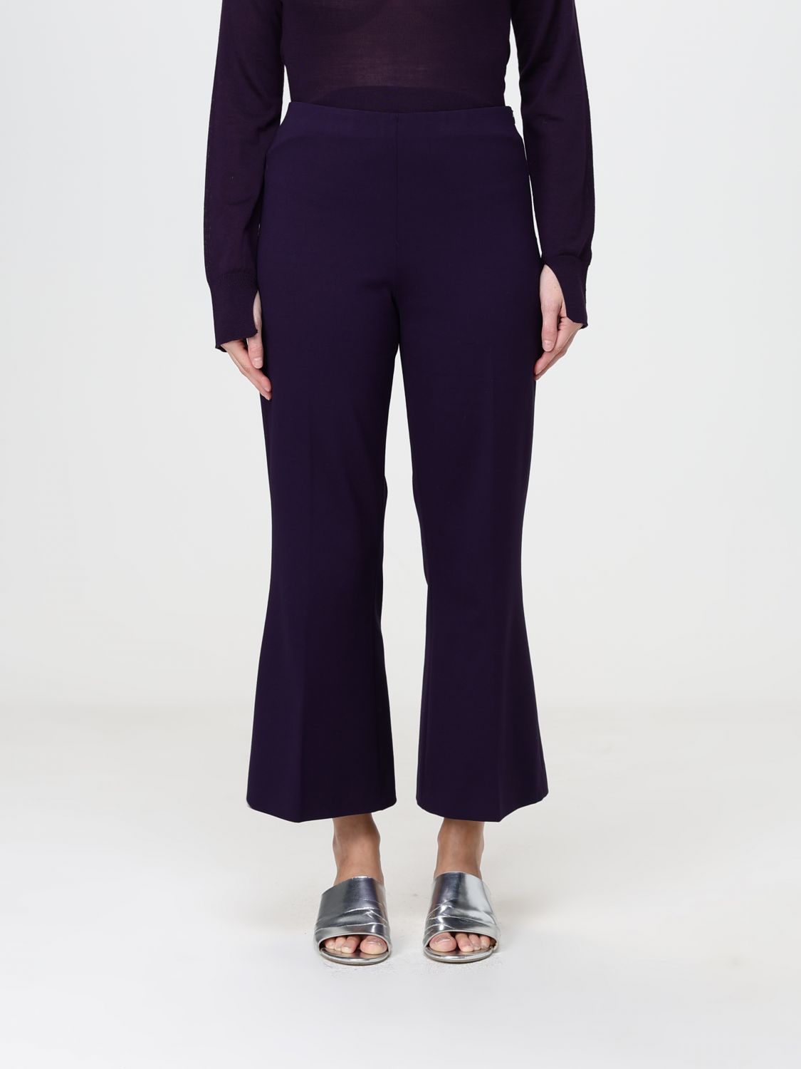 LIVIANA CONTI Lance Hoch taillierte, ausgestellte Cropped-Hose aus Crêpe
