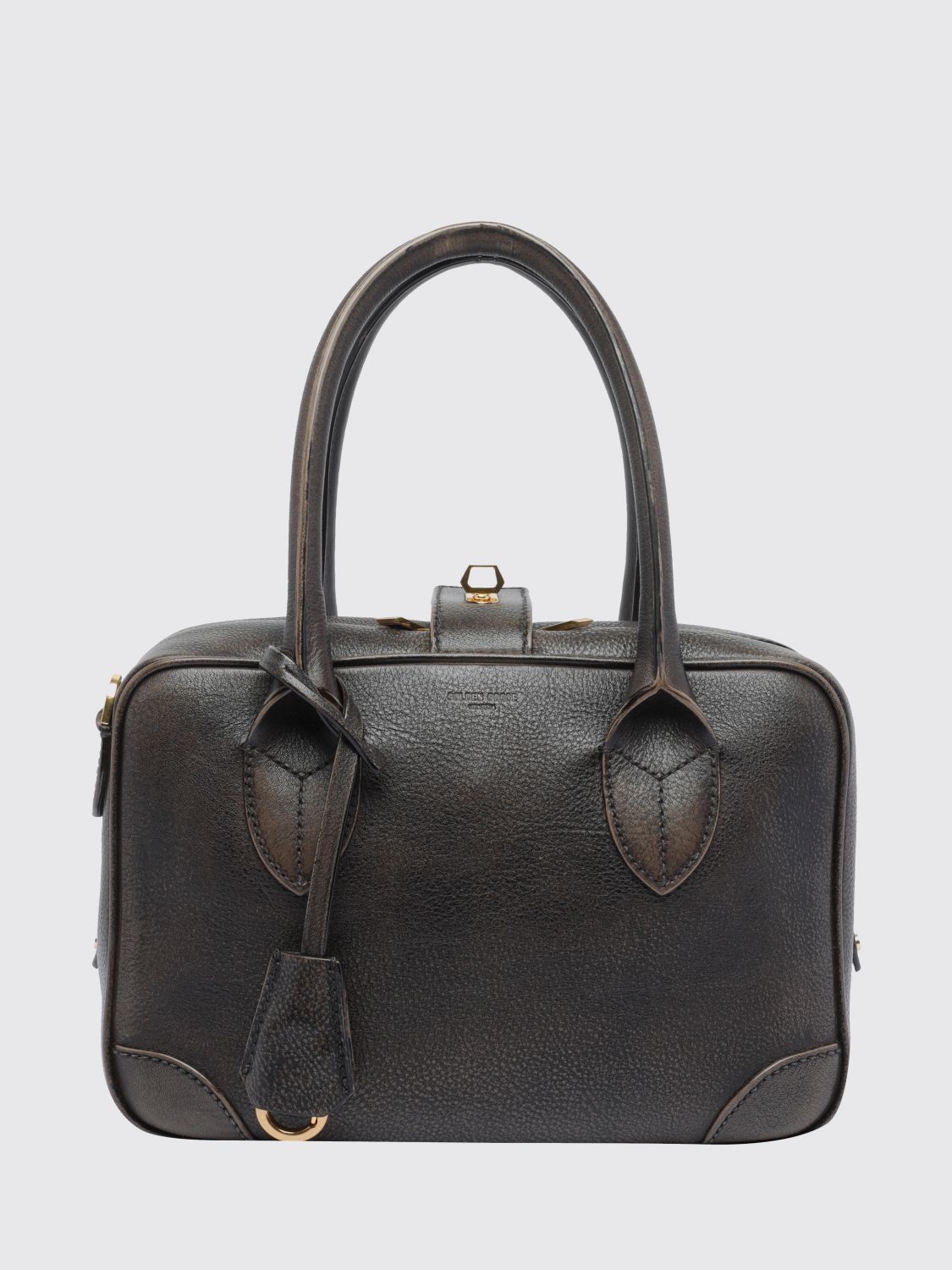 GOLDEN GOOSE Small Vita Boston Bag in Aged Leather with Removable Strap