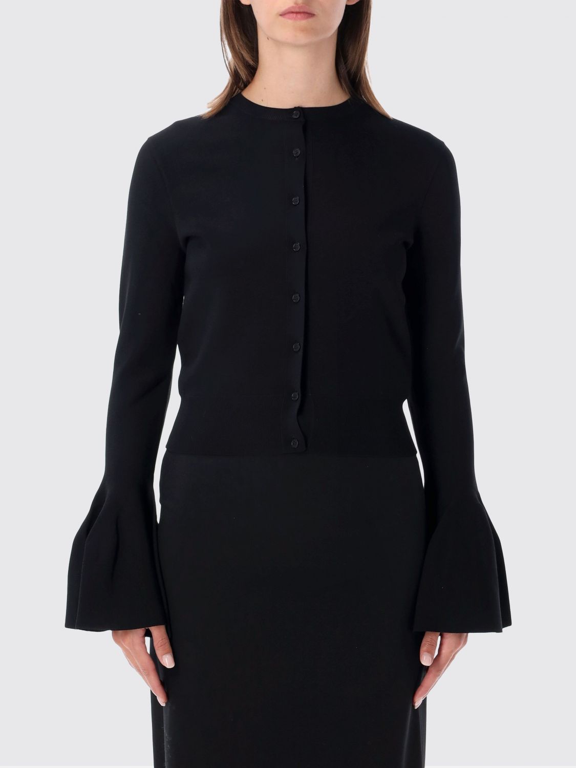 Stella Mccartney Viscose Blend Cardigan with Flared Cuffs and Crew Neck
