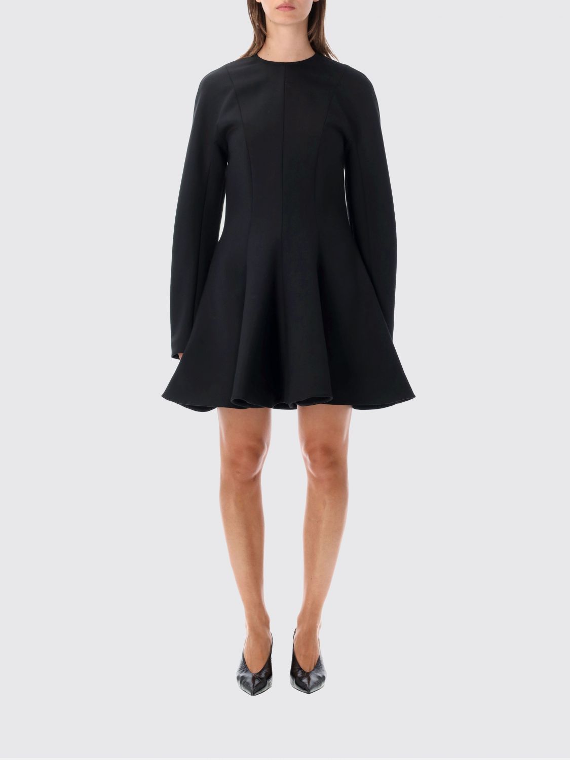 Stella Mccartney A-Line Wool Blend Mini Dress with Long Sleeves · 42