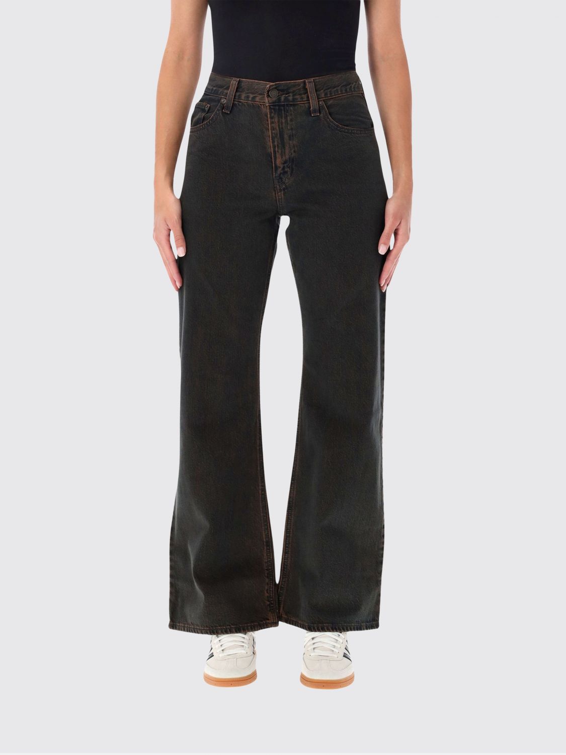 Levi's High-Waisted Flared Jeans in Distressed Cotton Denim
