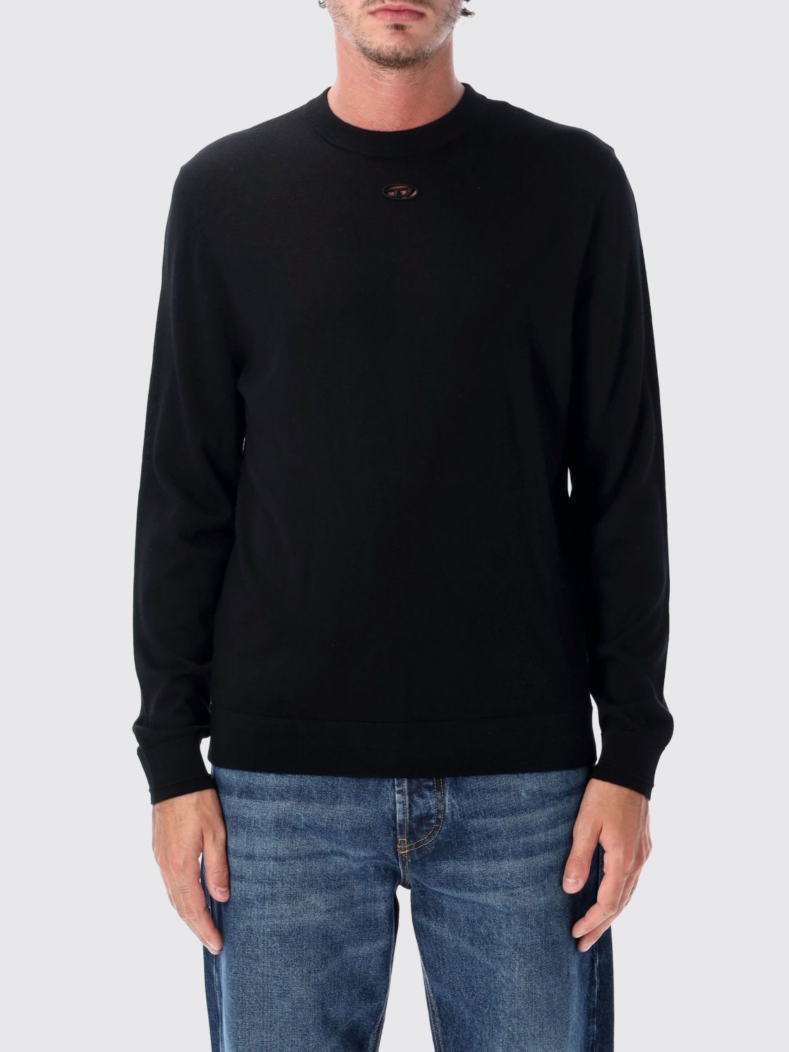 DIESEL Wollpullover mit Rundhalsausschnitt mit geschnitztem Oval D-Logo
