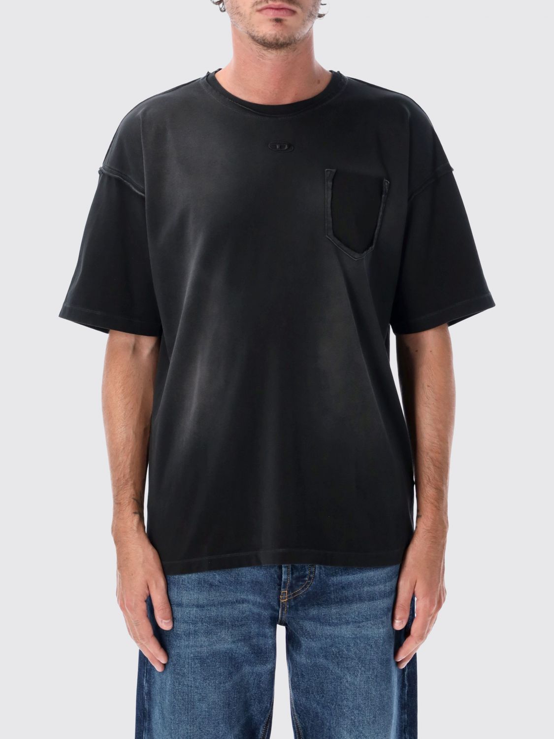 DIESEL Relaxed Fit Baumwoll-T-Shirt mit gesticktem Oval D-Logo