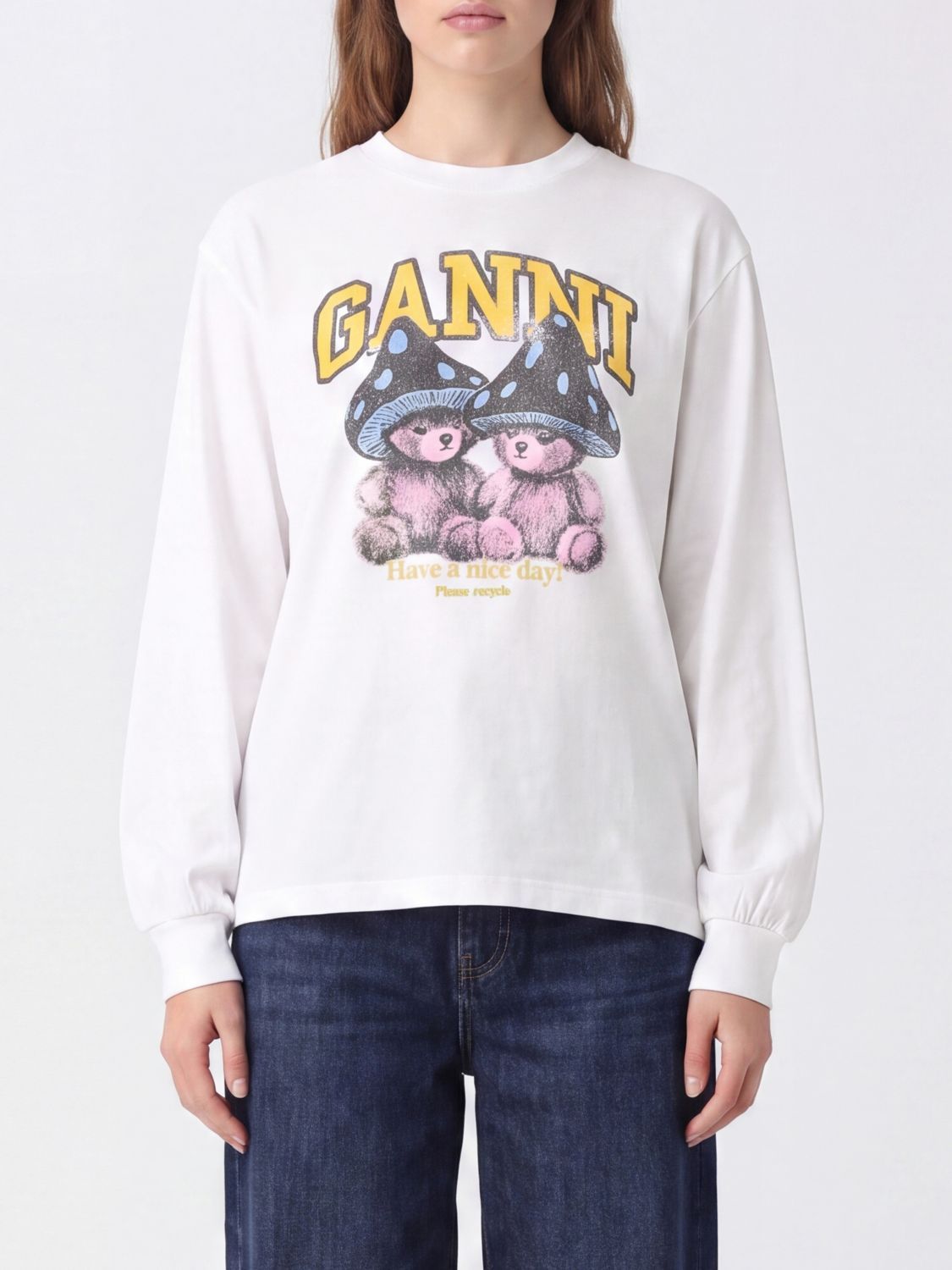 GANNI Sweatshirt Woman color White