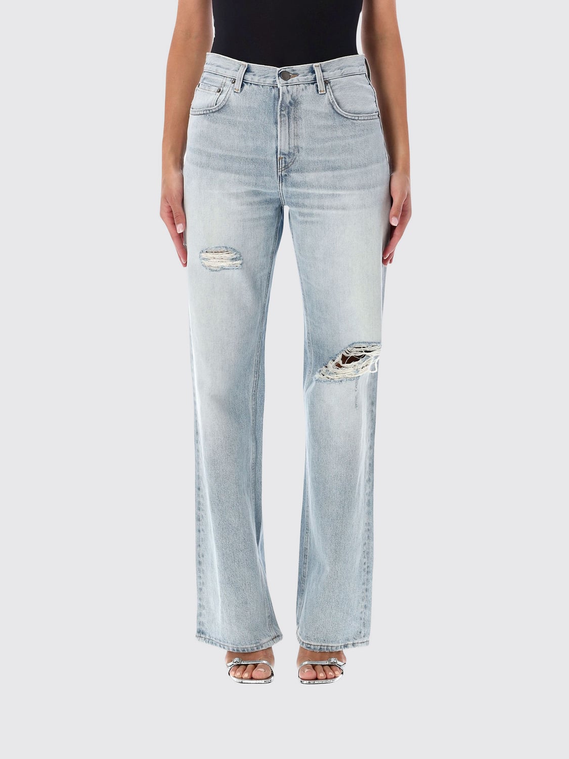 HAIKURE Jeans Bonnie a gamba larga in denim con vita alta e design a 5 tasche