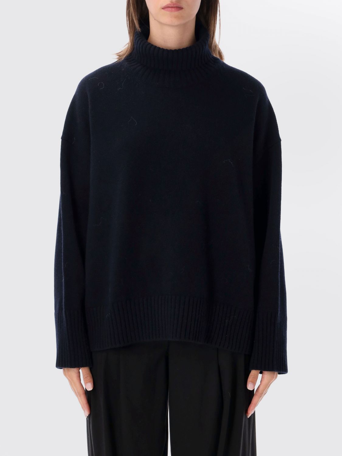 Soeur Merino Wool Turtleneck Jumper with Dropped Shoulders and Ribbed Trims