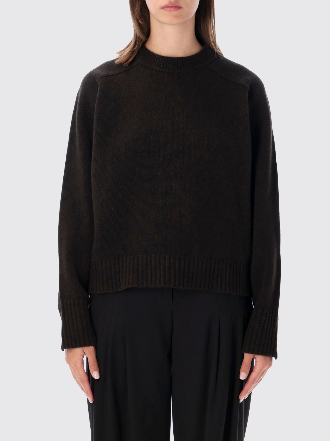 Soeur Crewneck Merino Wool Jumper with Dropped Shoulders and Long Sleeves