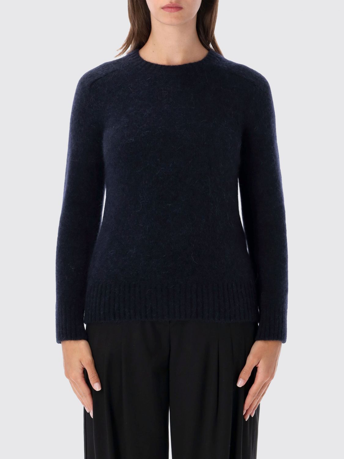 Soeur Slim Fit Crewneck Jumper in Wool and Alpaca Blend with Long Sleeves