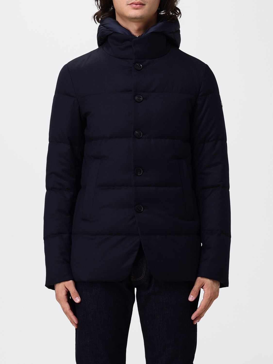 Duno Men's Short Quilted Wool Down Jacket with Hood