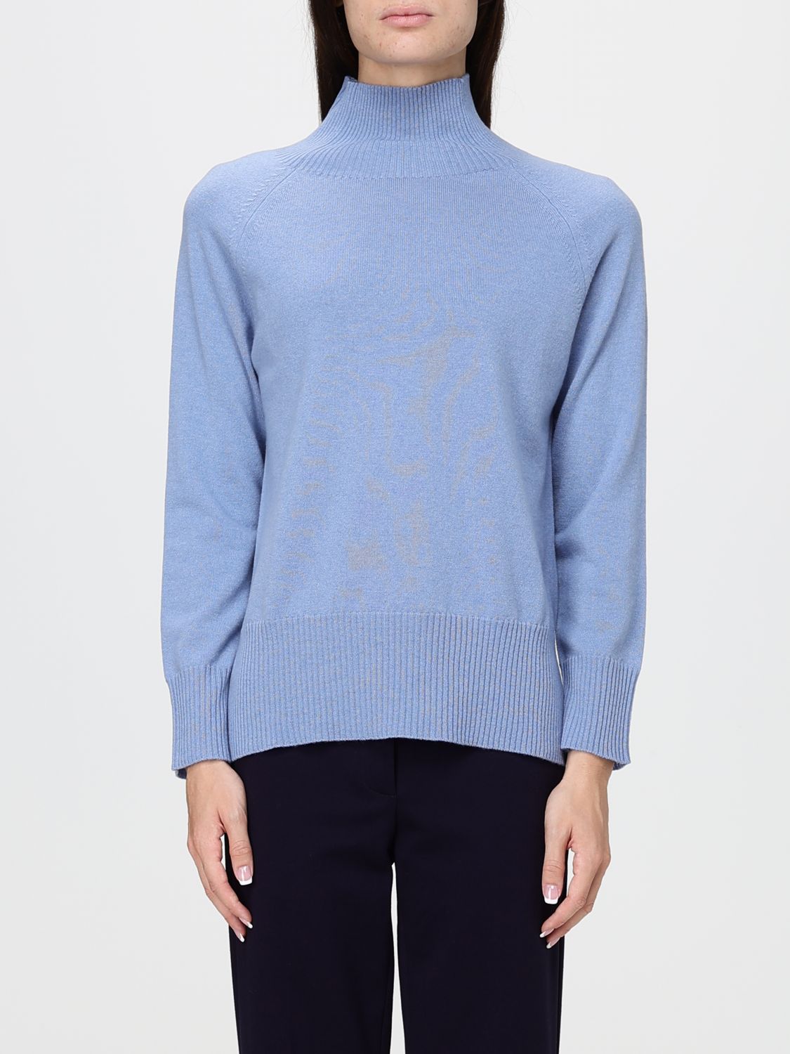 Kangra Wool Long-Sleeved Roll Neck Jumper with Ribbed Trims