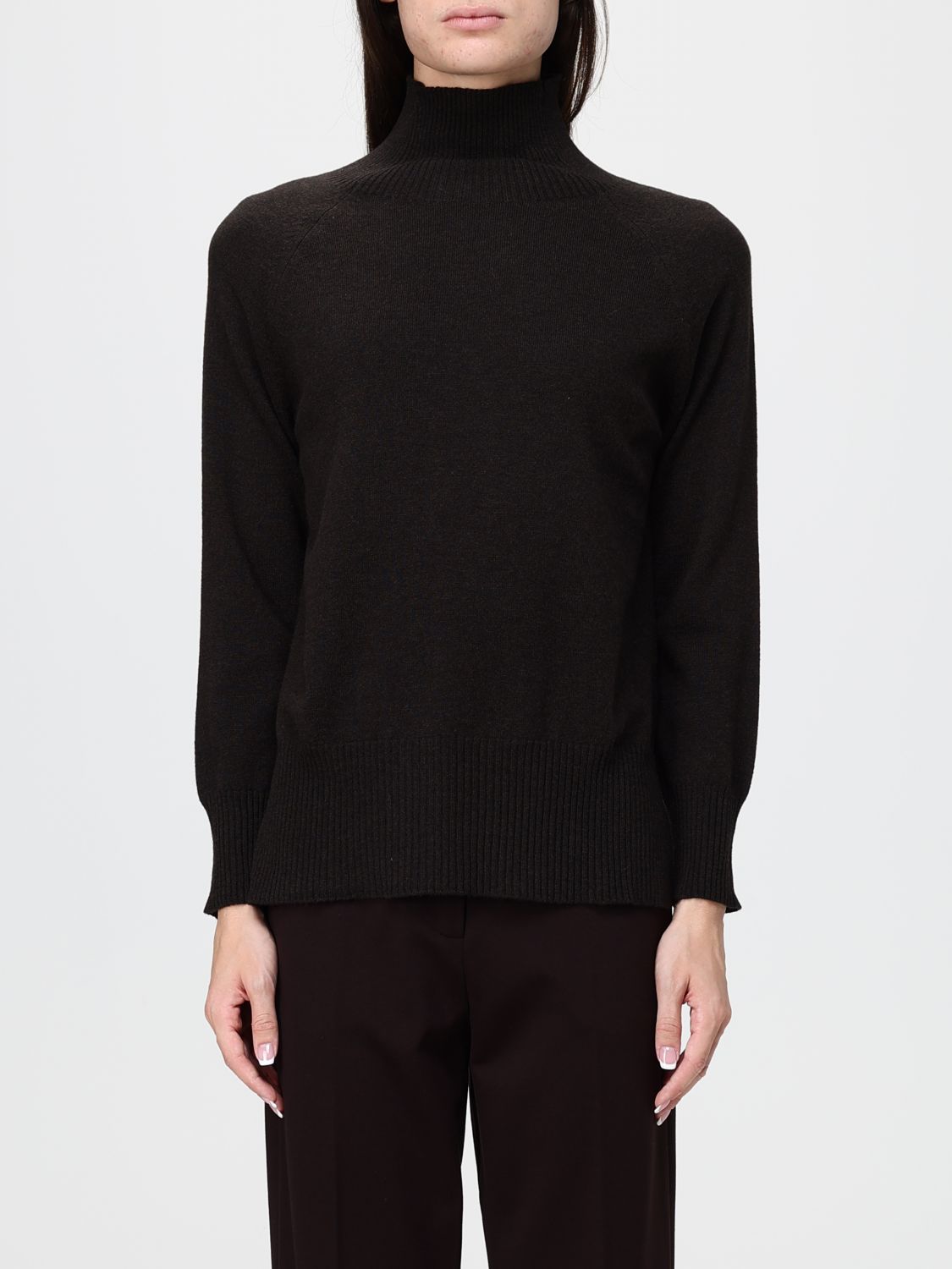 Kangra Wool Long-Sleeved Roll Neck Jumper with Ribbed Trims